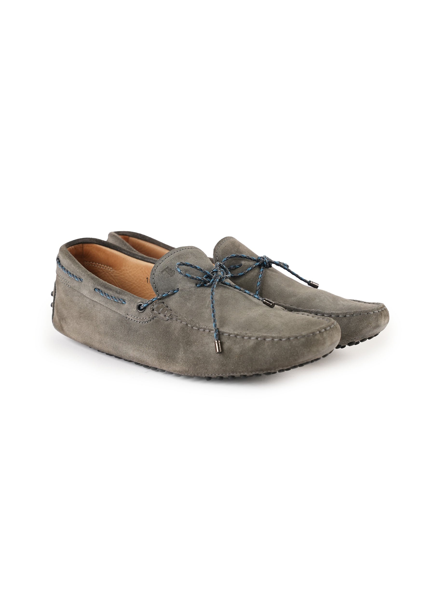 TODS Suede Braided Bow Slip On Loafers