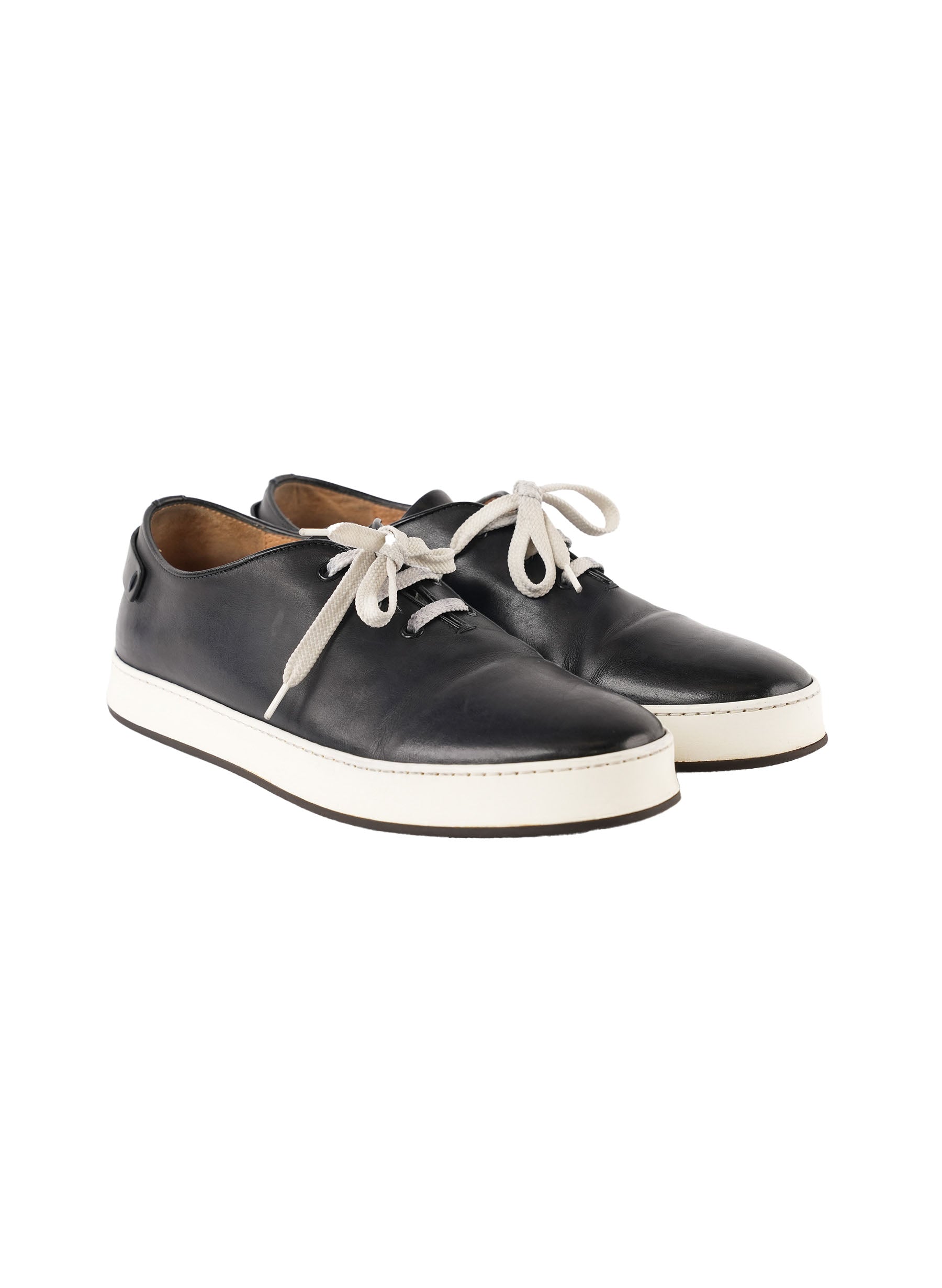 Santoni Navy Leather Sneakers