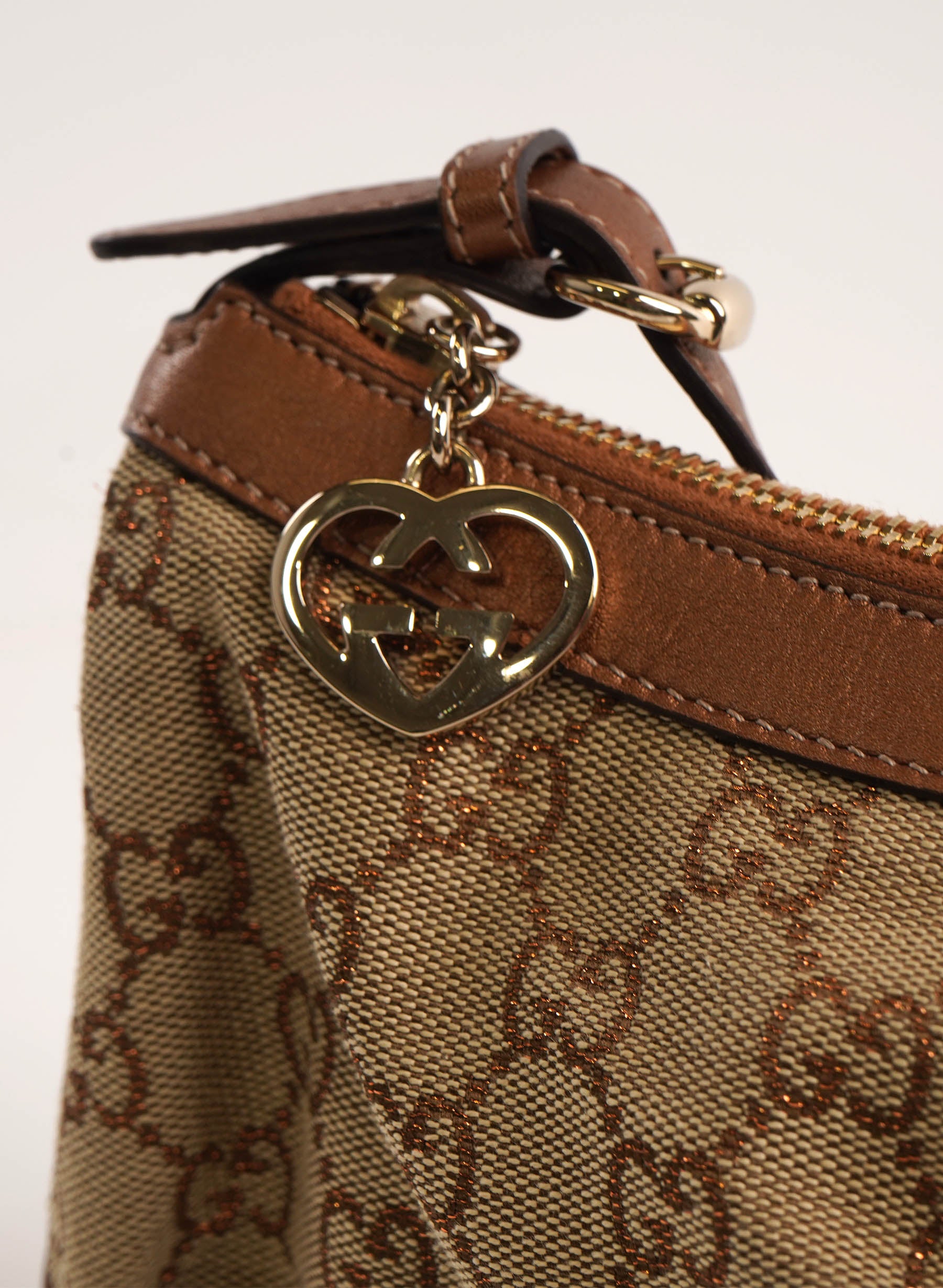 Gucci Heart GG Charm Pochette Bronze