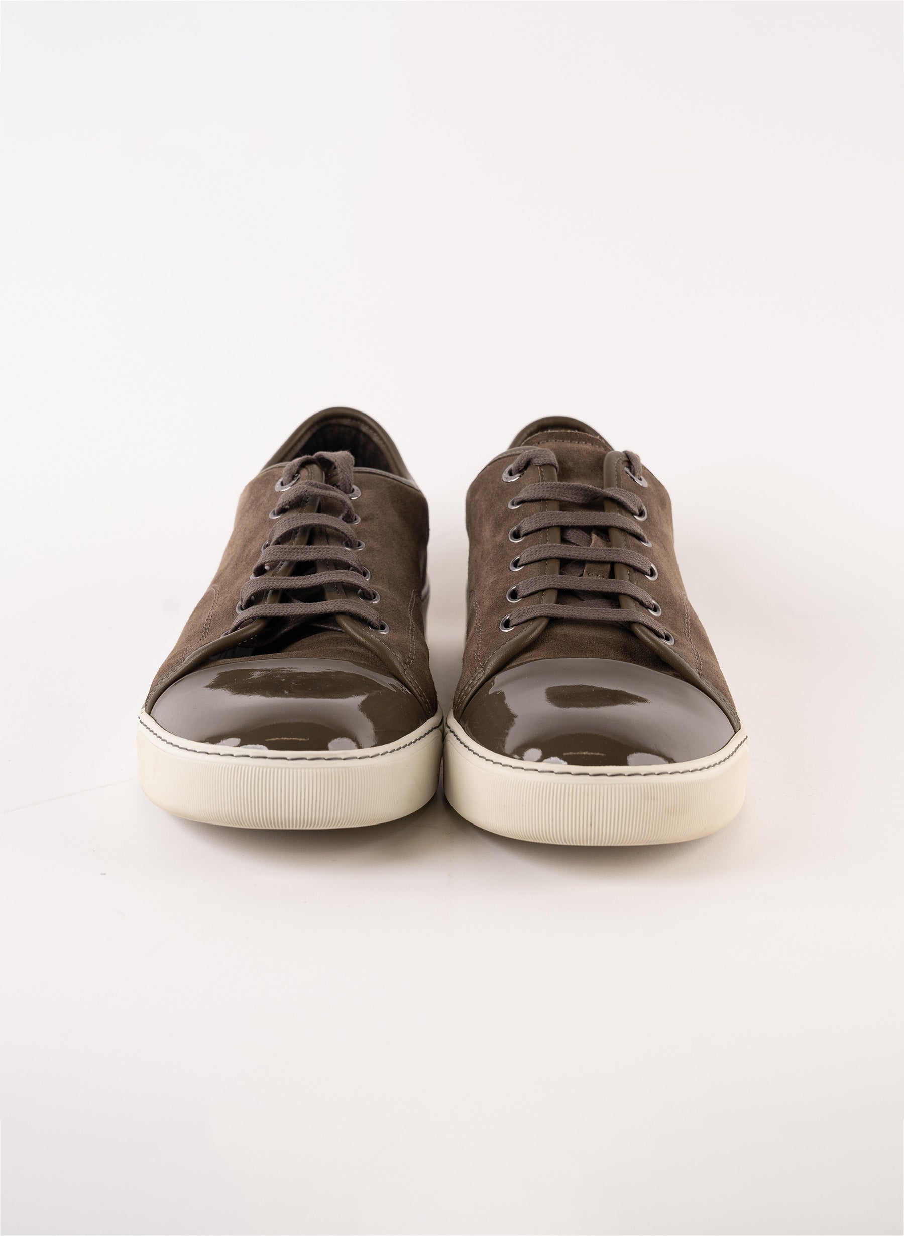 Lanvin Patent and Suede Low Top Sneakers