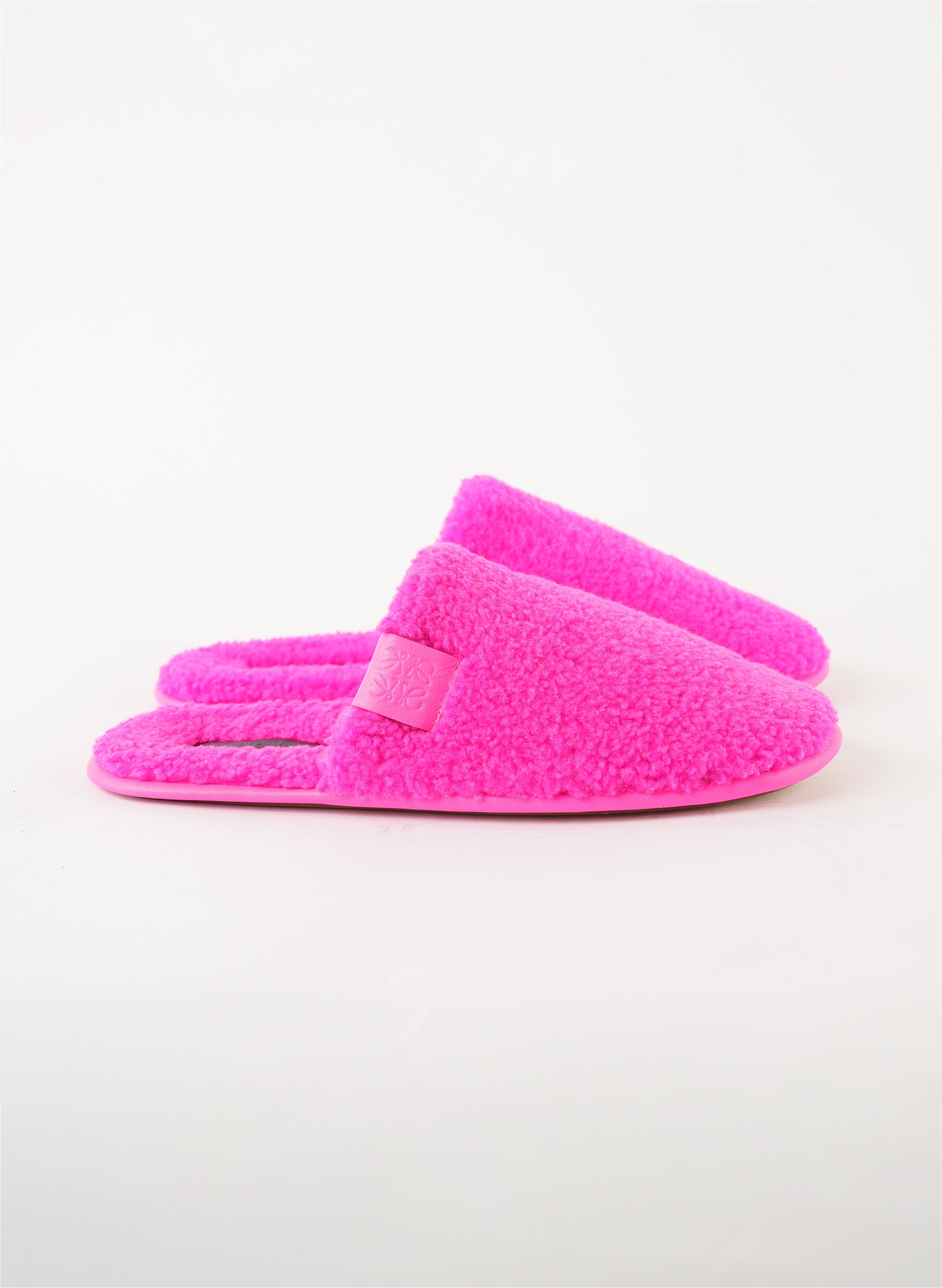 Loewe Neon Leather Trimmed Fleece Slippers