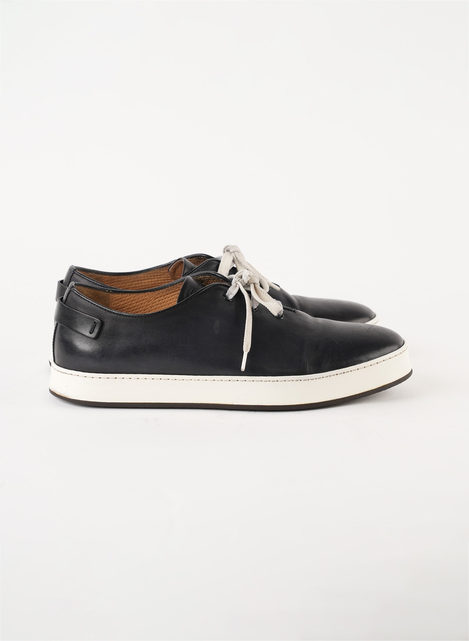 Santoni Navy Leather Sneakers