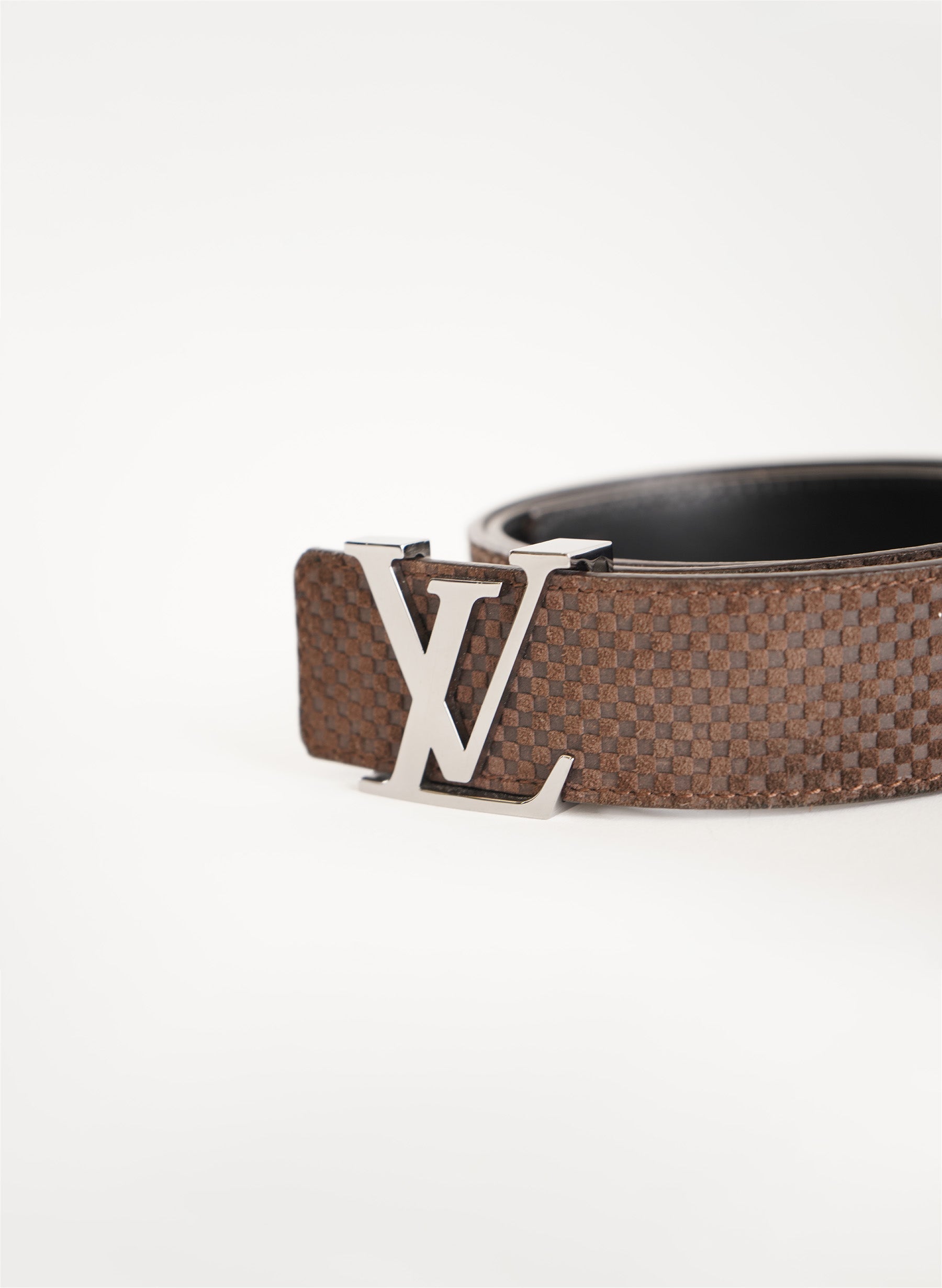 Louis Vuitton Brown Mini Damier Suede Initiales Belt