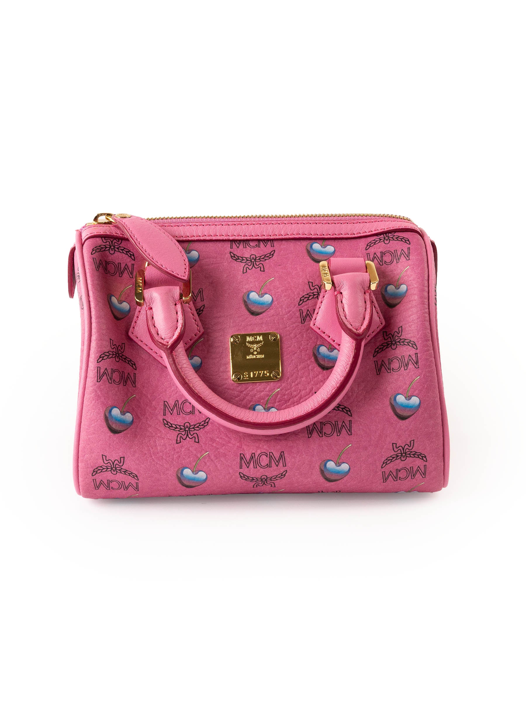 MCM Pink Visetos Heart Leather Satche