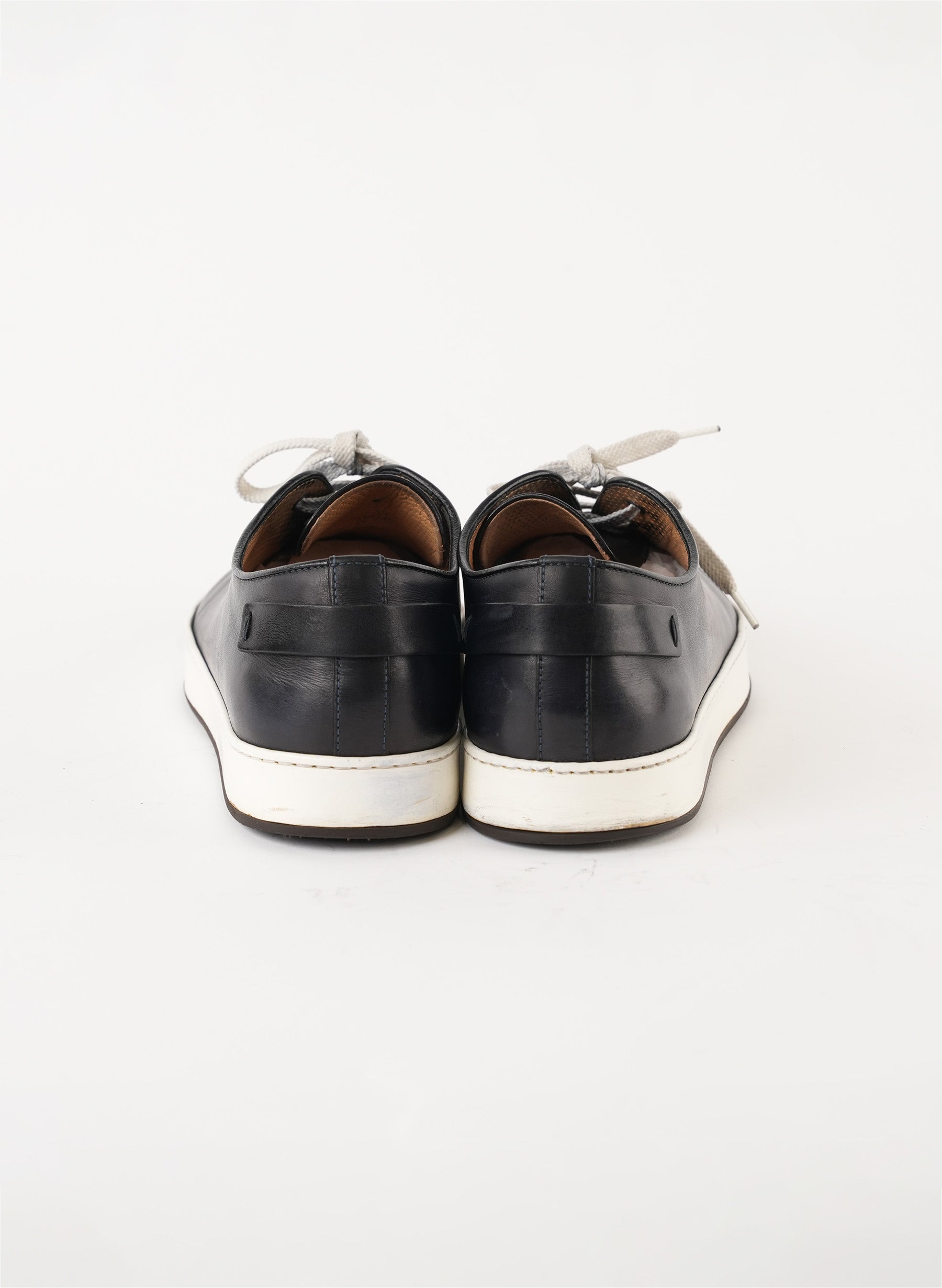 Santoni Navy Leather Sneakers