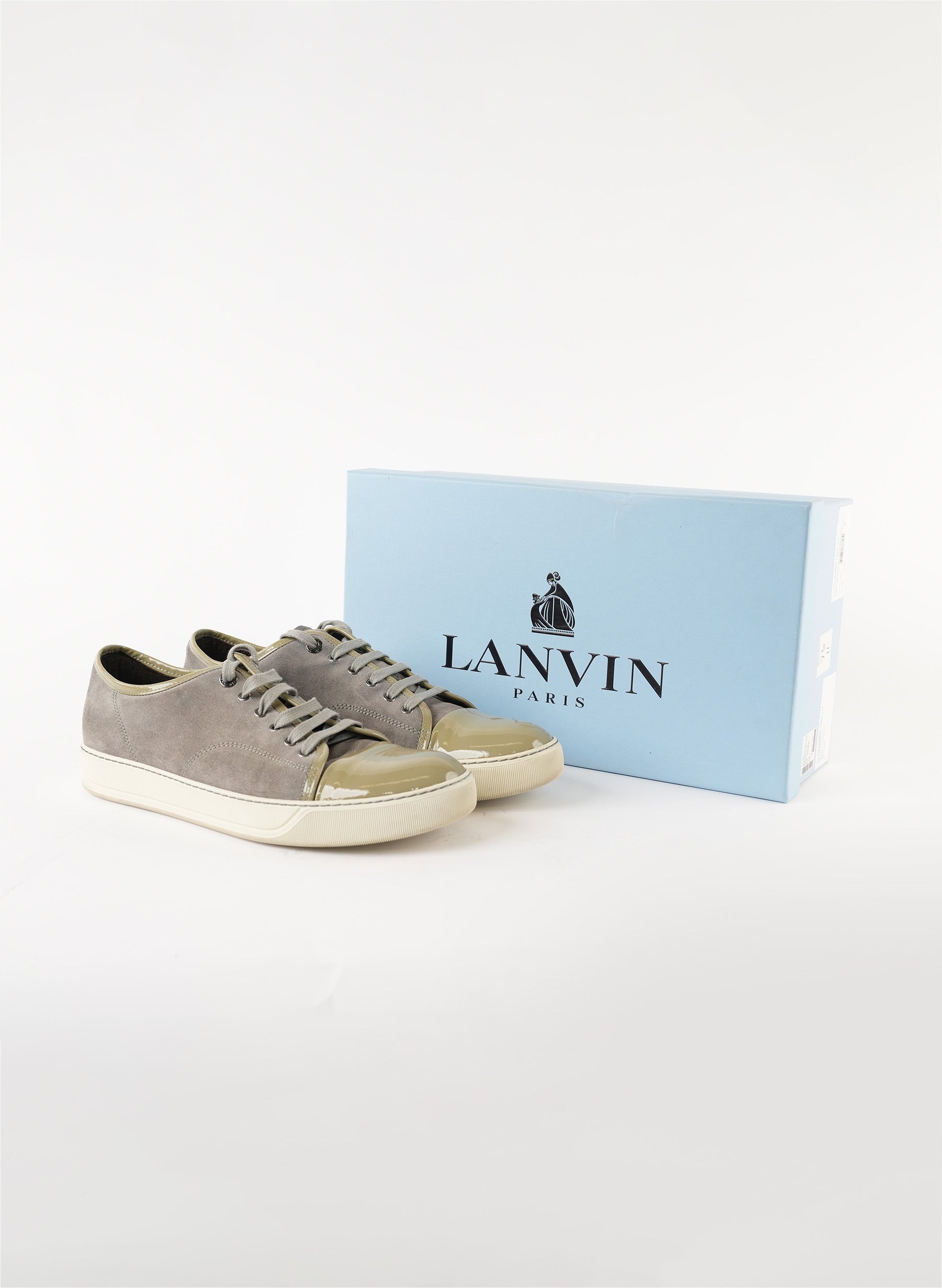 Lanvin Patent and Suede Low Top Sneakers