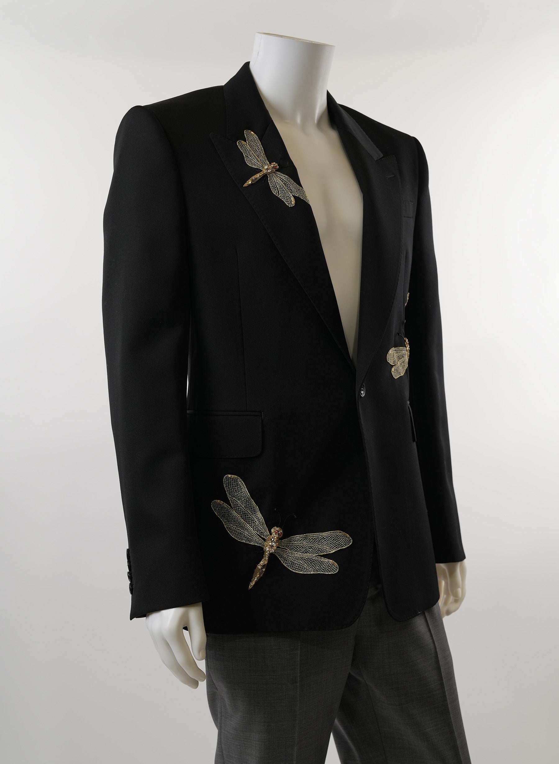 Alexander McQueen Dragonfly Applique Single-Breasted Jacket