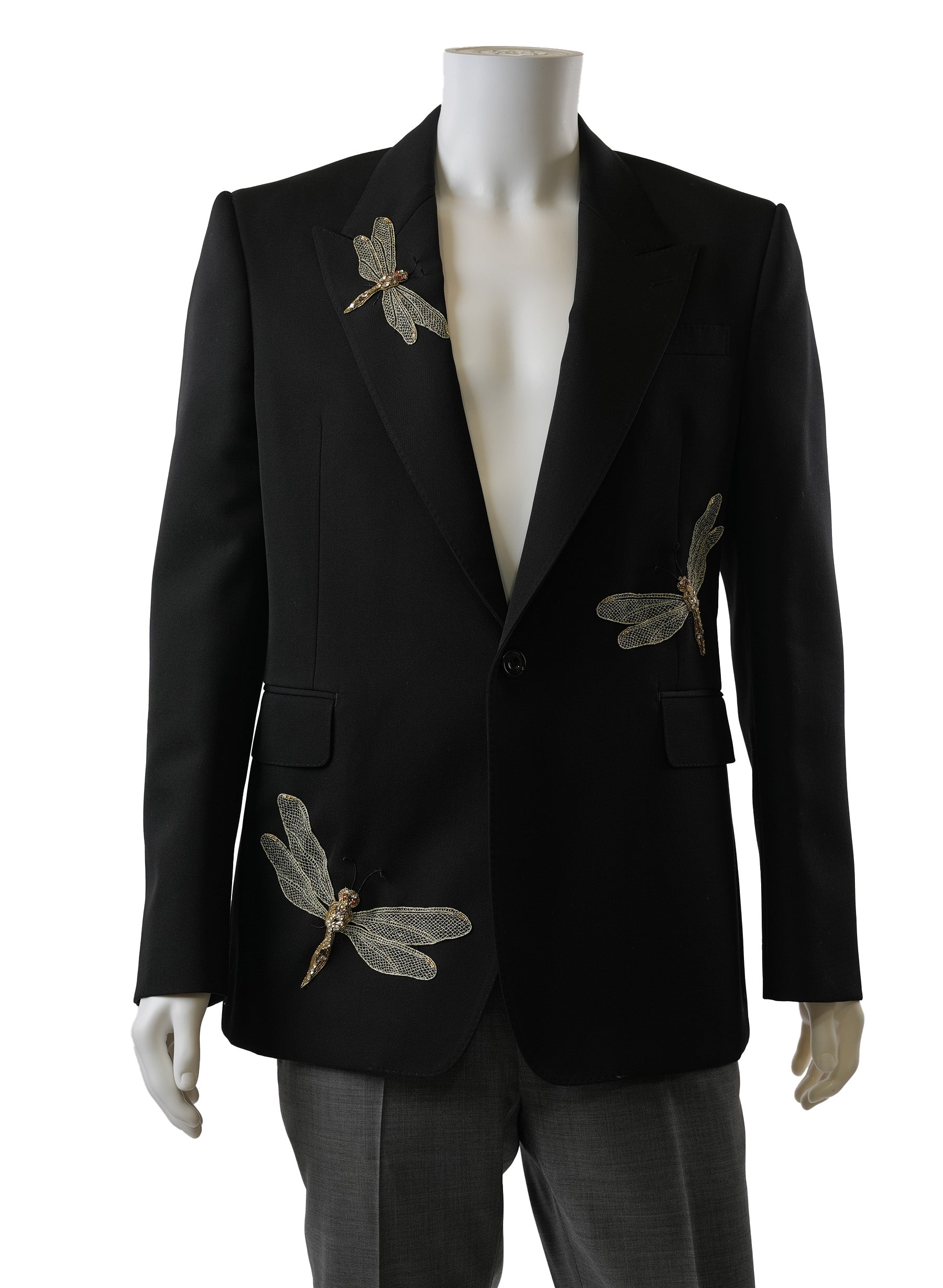 Alexander McQueen Dragonfly Applique Single-Breasted Jacket