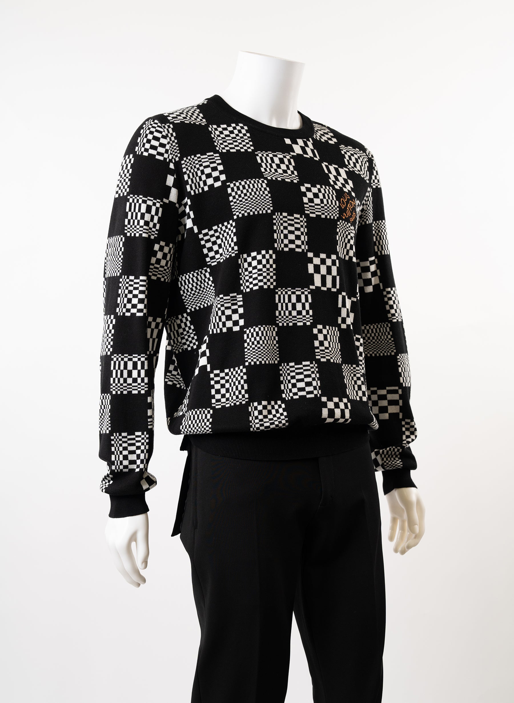 Louis Vuitton 2021 Damier Distorted Jacquard Pullover