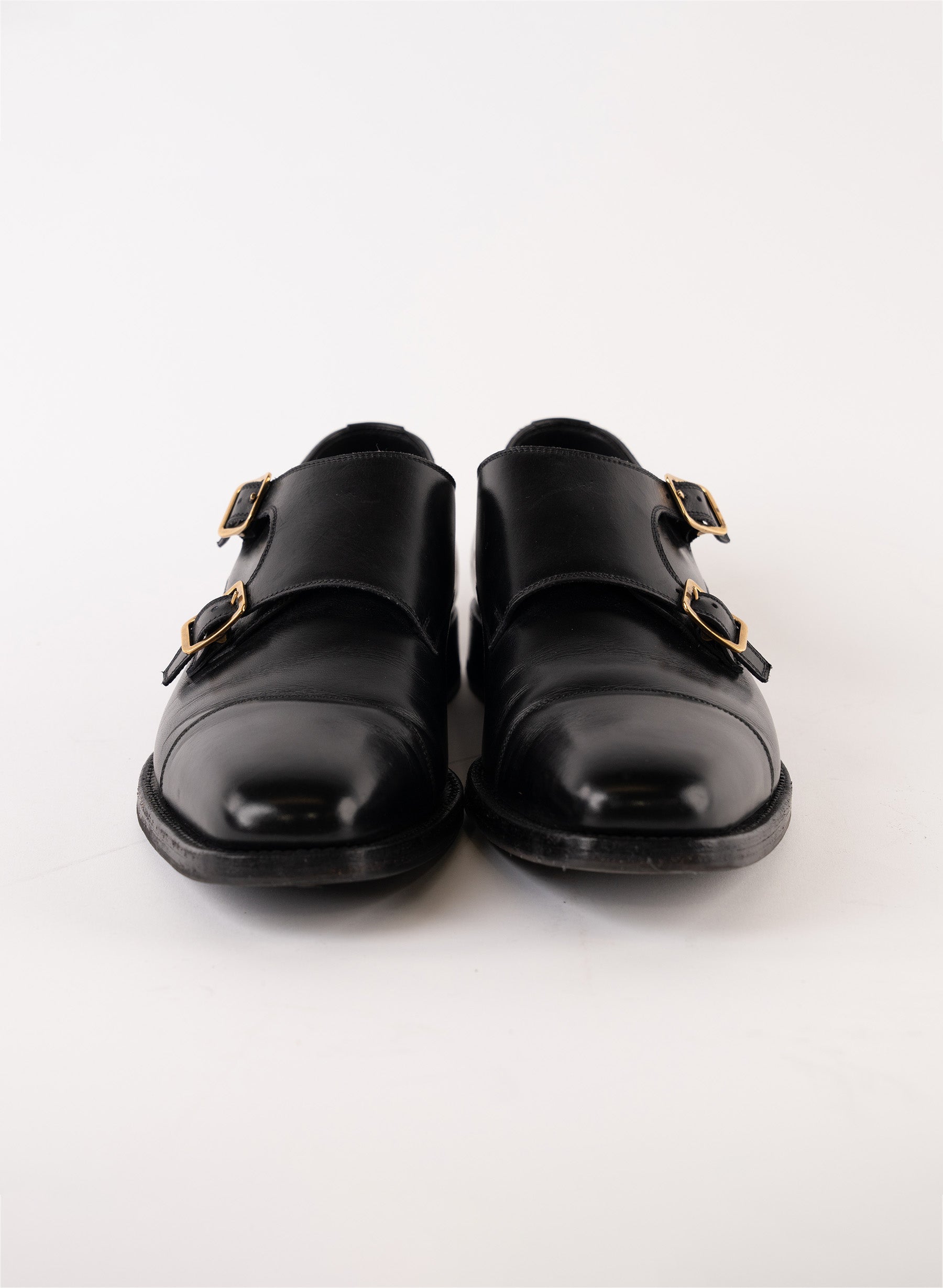 Tom Ford Elkan Burnished Leather Monk Strap Shoes