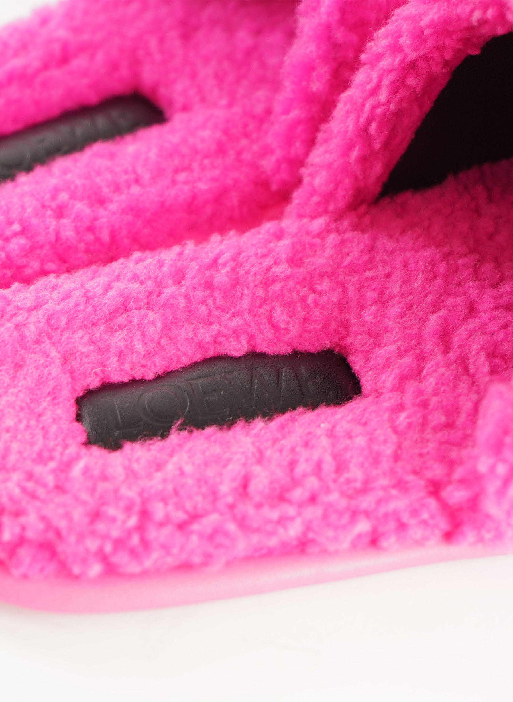 Loewe Neon Leather Trimmed Fleece Slippers