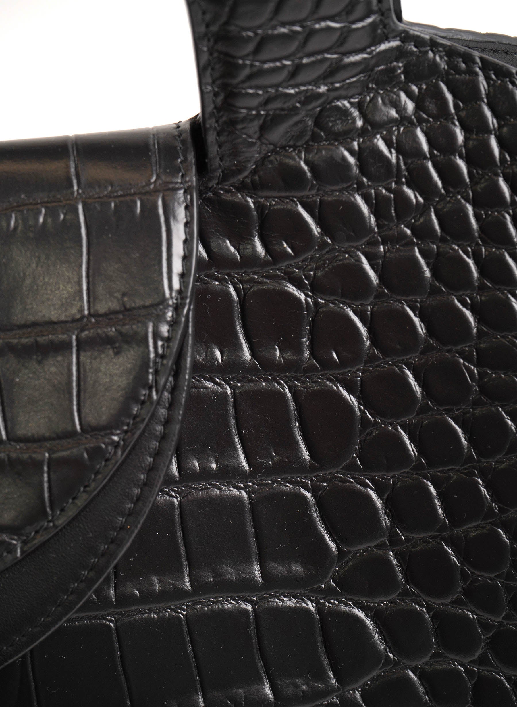 Bottega Veneta Crocodile Embossed Leather Doll Tote