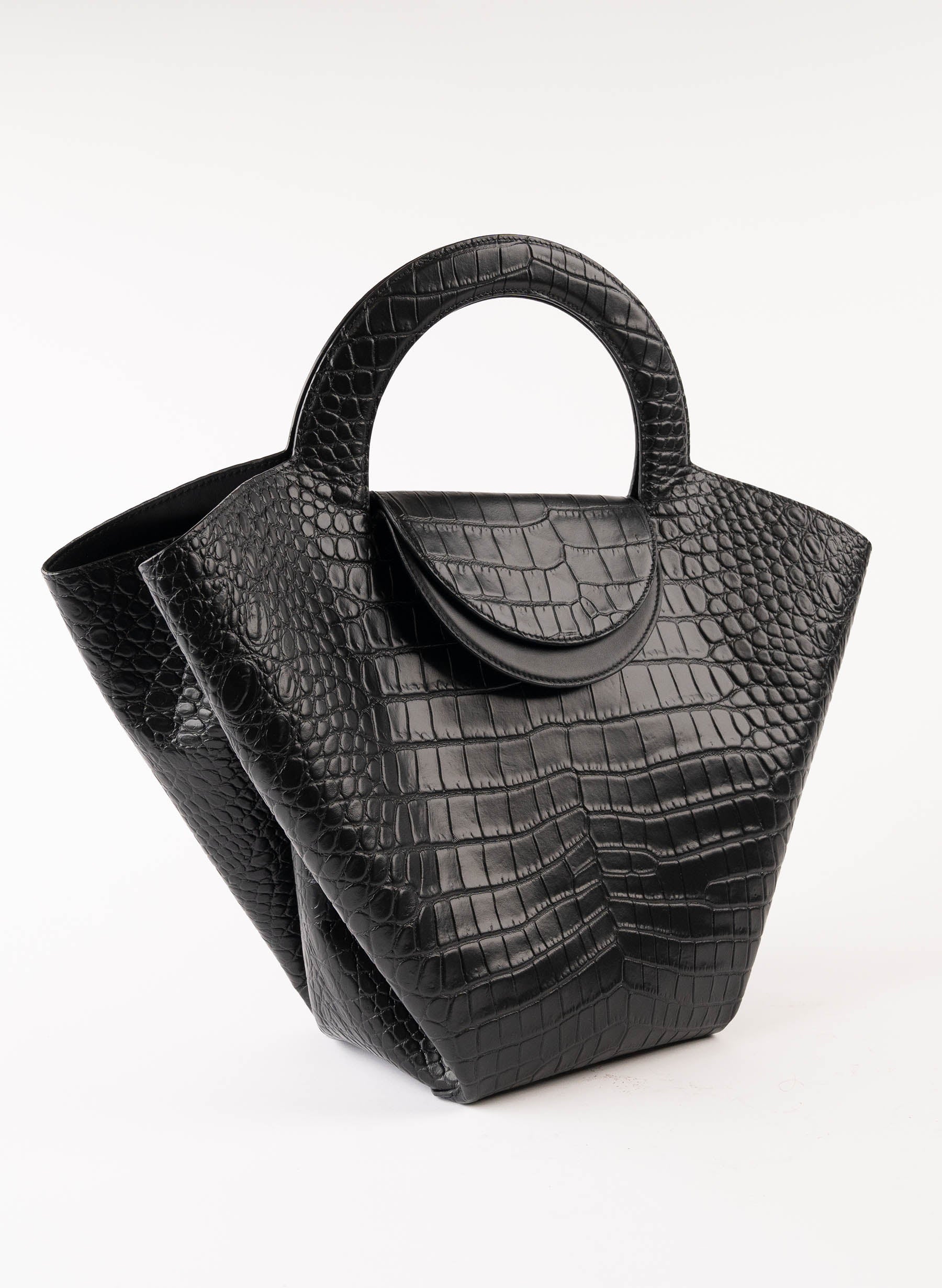 Bottega Veneta Crocodile Embossed Leather Doll Tote