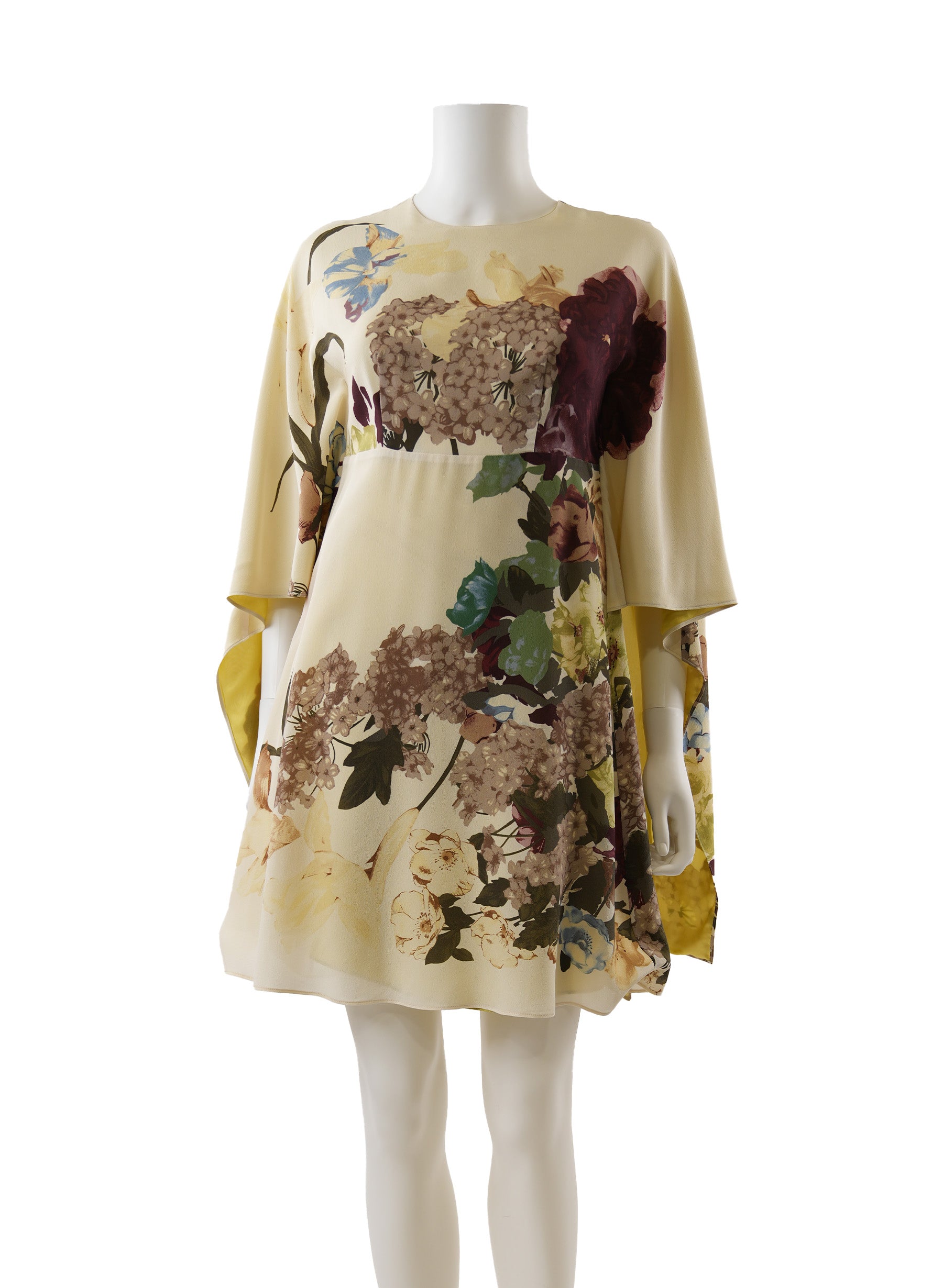 Valentino Cape Effect Floral Print Dress