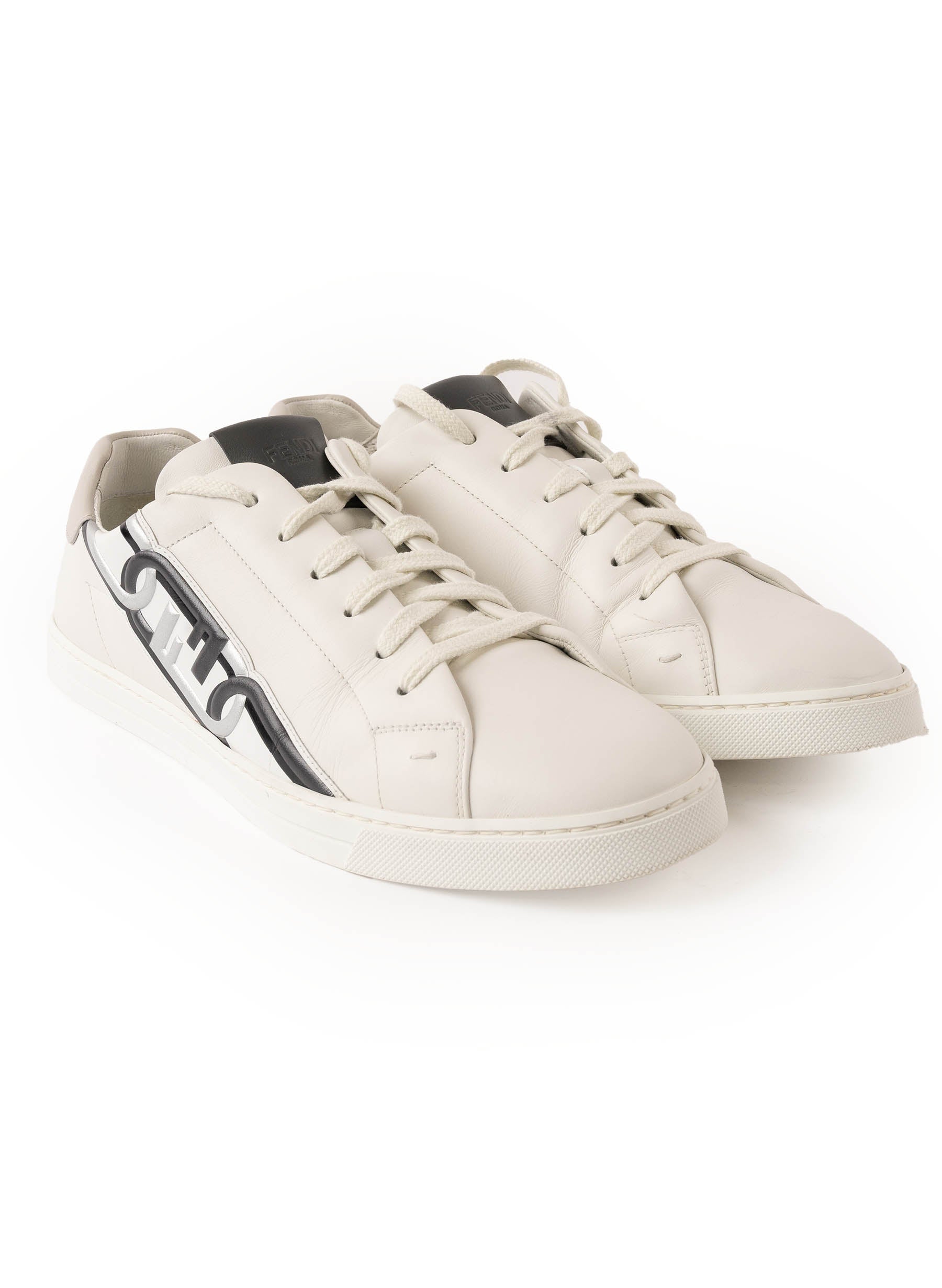 Fendi O'lock Overlay FF-Logo Link Leather Low-Top Sneakers