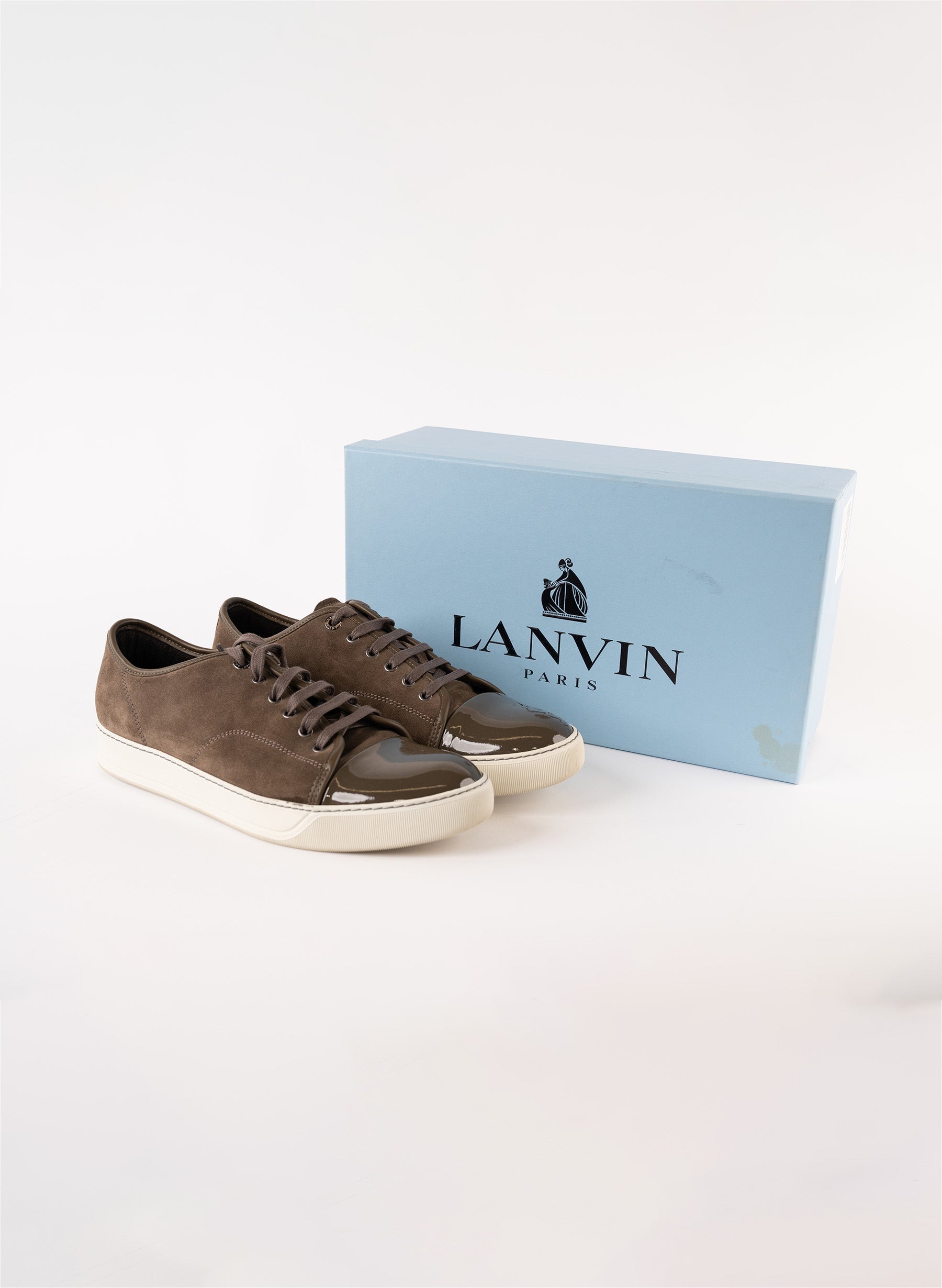 Lanvin Patent and Suede Low Top Sneakers