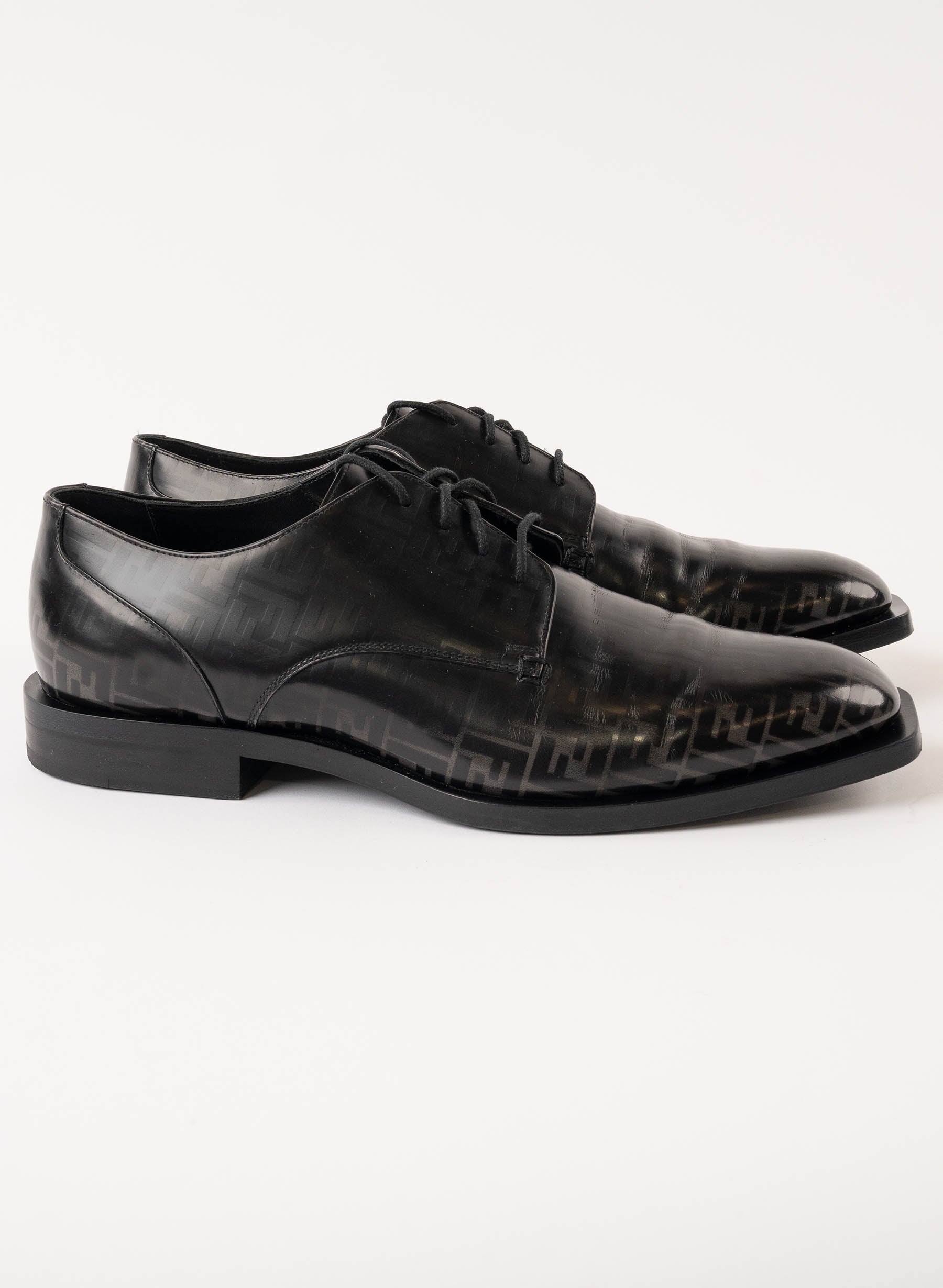 Fendi FF Print Leather Derby Shoes