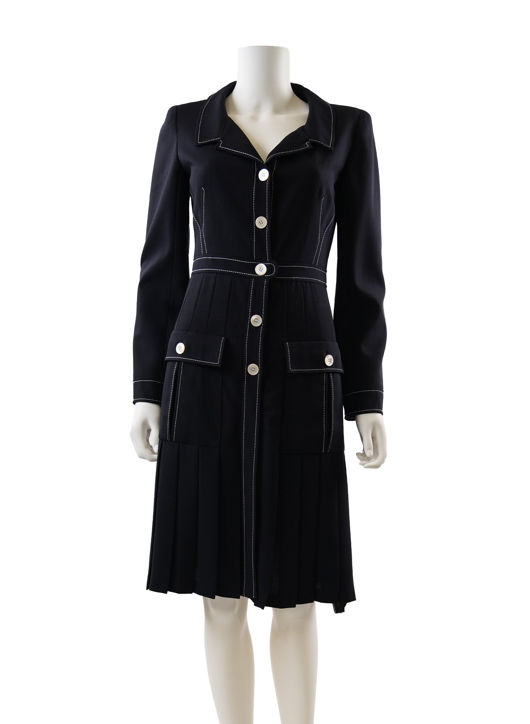 Valentino Contrast Stitched Wool Dress