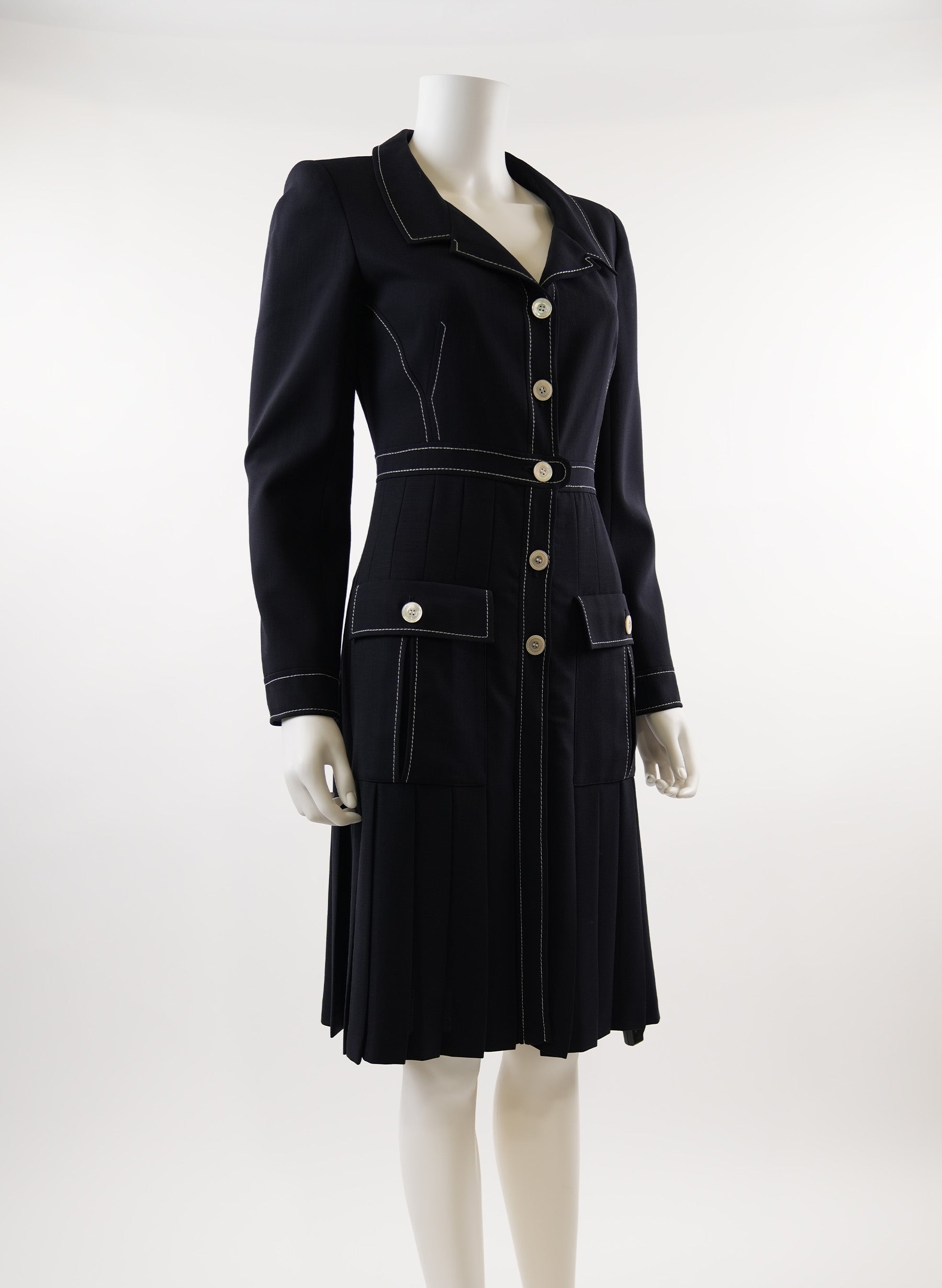 Valentino Contrast Stitched Wool Dress