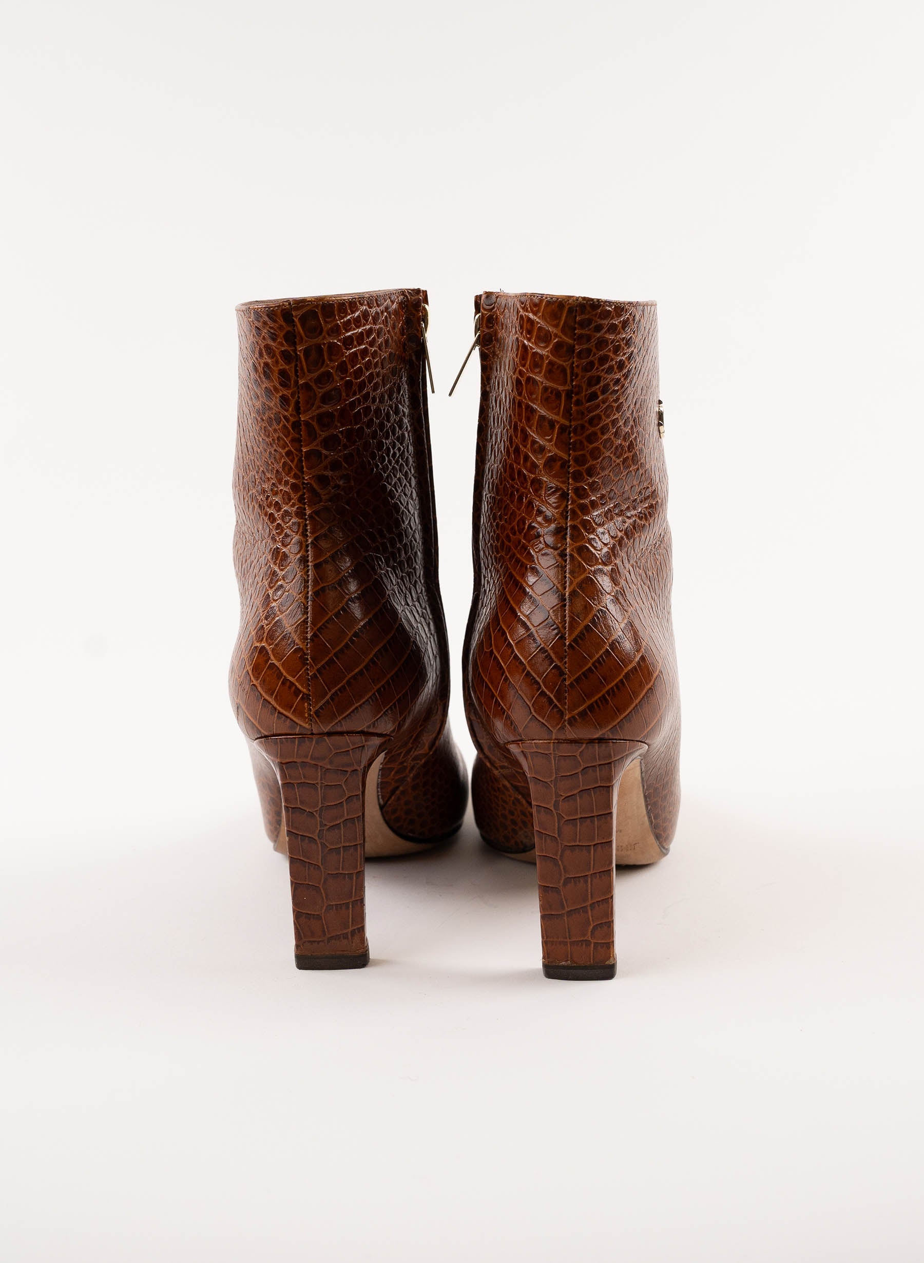 Jimmy Choo Calfskin Crocodile Embossed Minori Booties