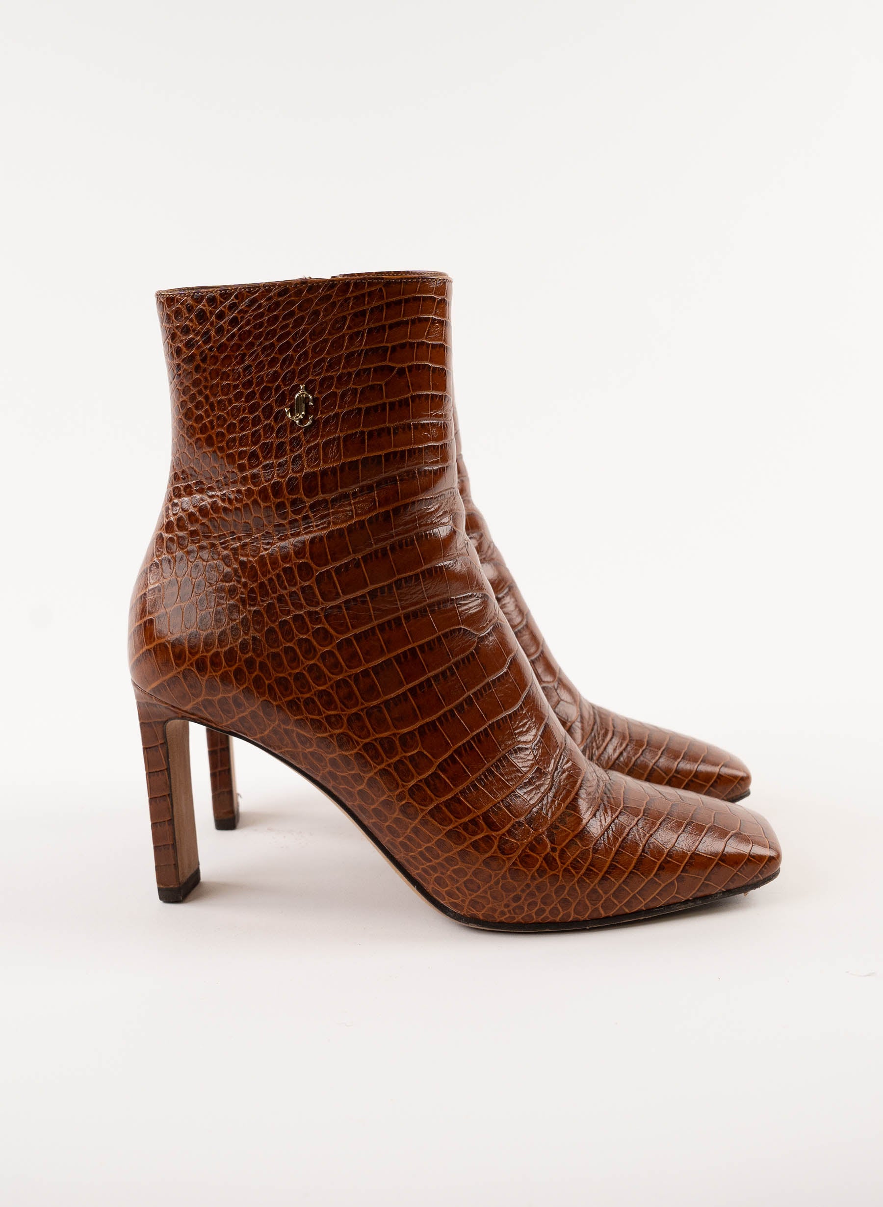 Jimmy Choo Calfskin Crocodile Embossed Minori Booties