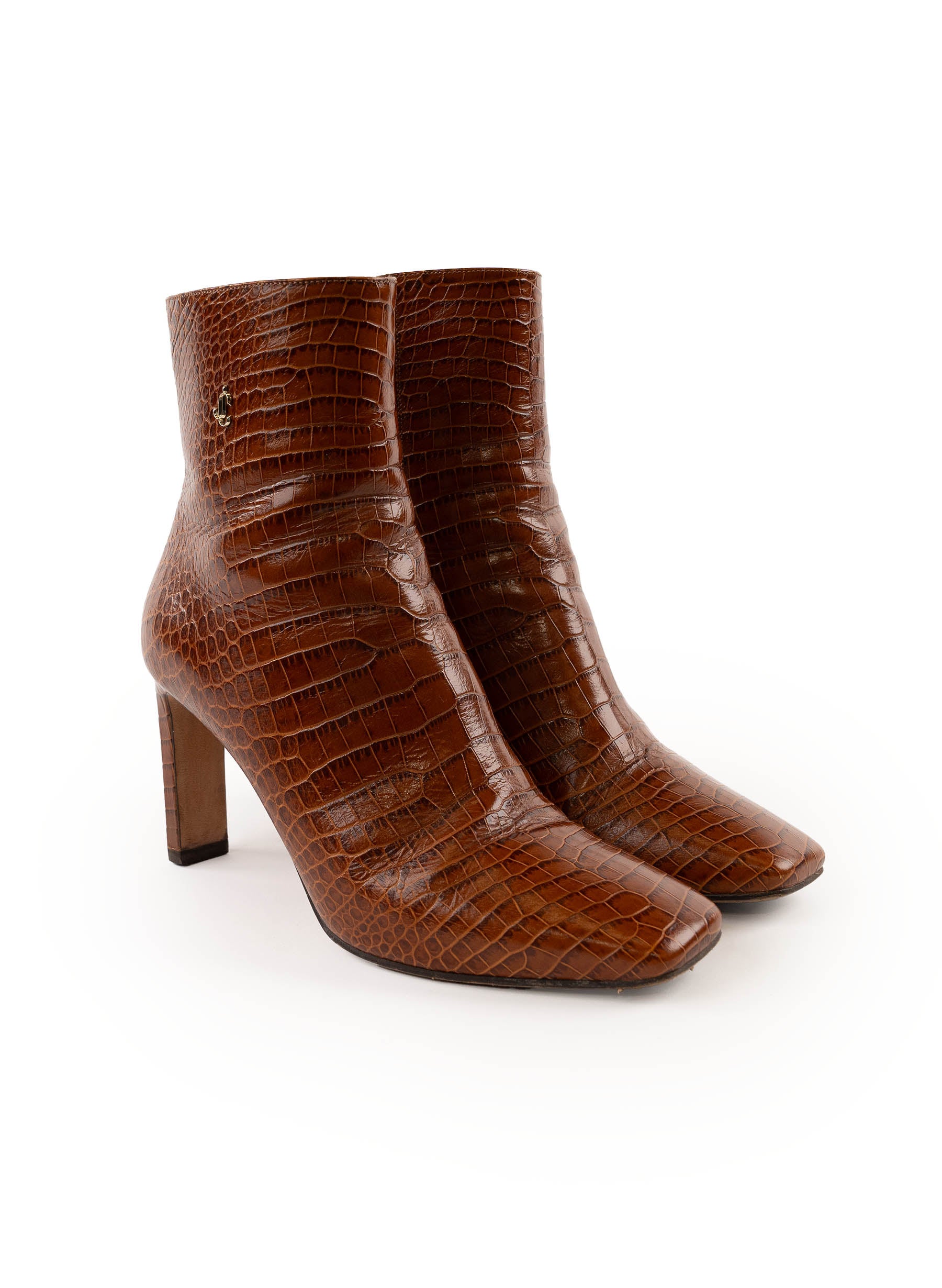 Jimmy Choo Calfskin Crocodile Embossed Minori Booties