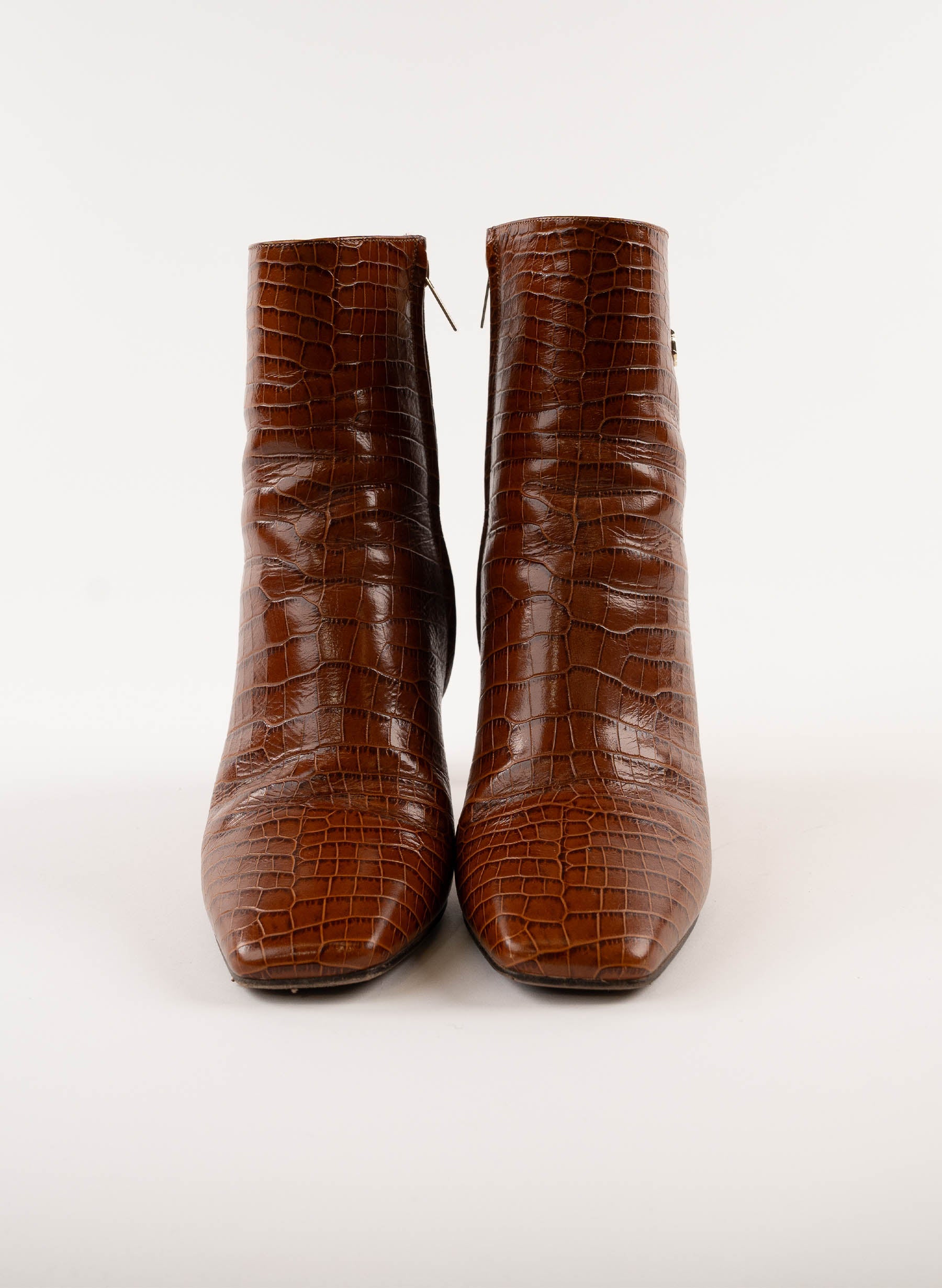 Jimmy Choo Calfskin Crocodile Embossed Minori Booties