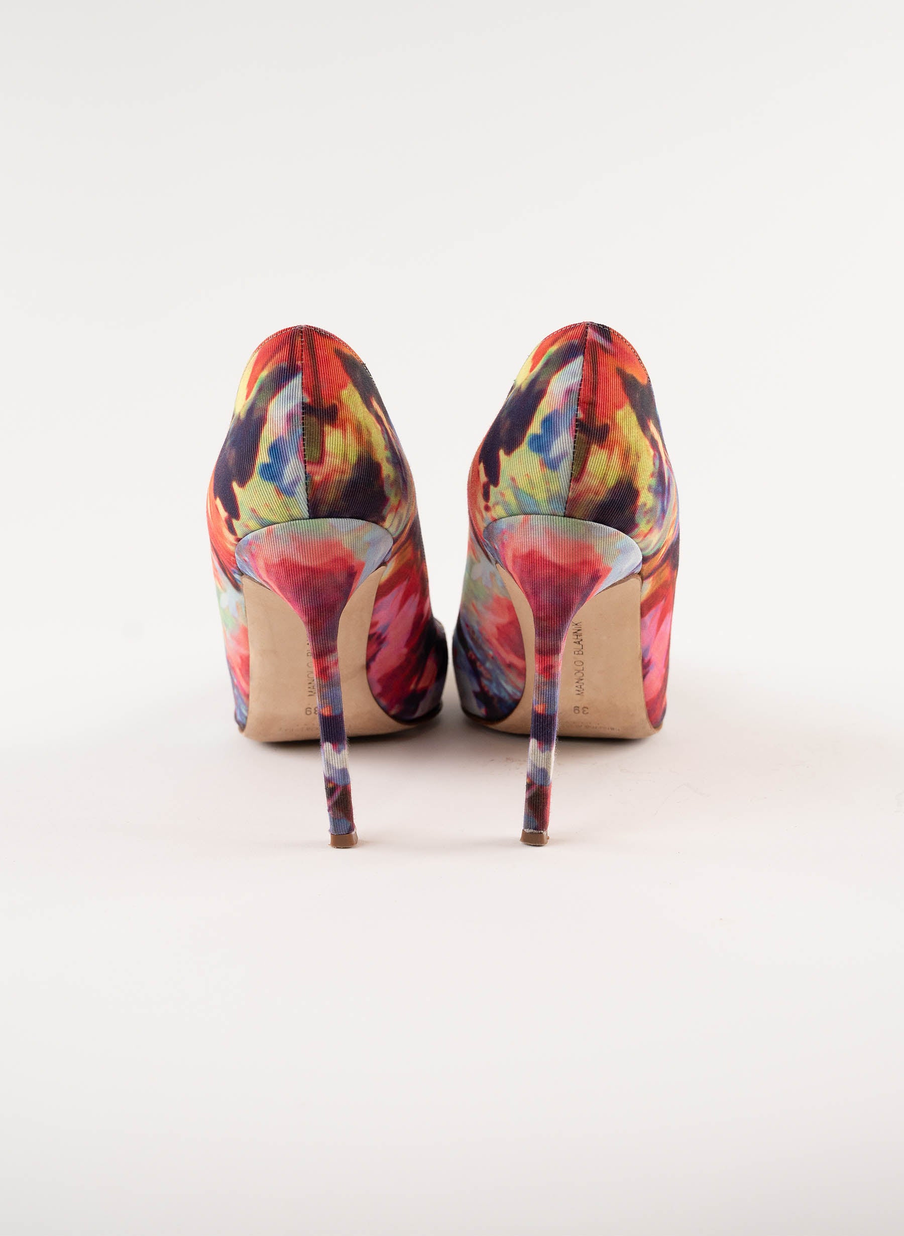 Manolo Blahnik Floral Print Satin BB Pumps