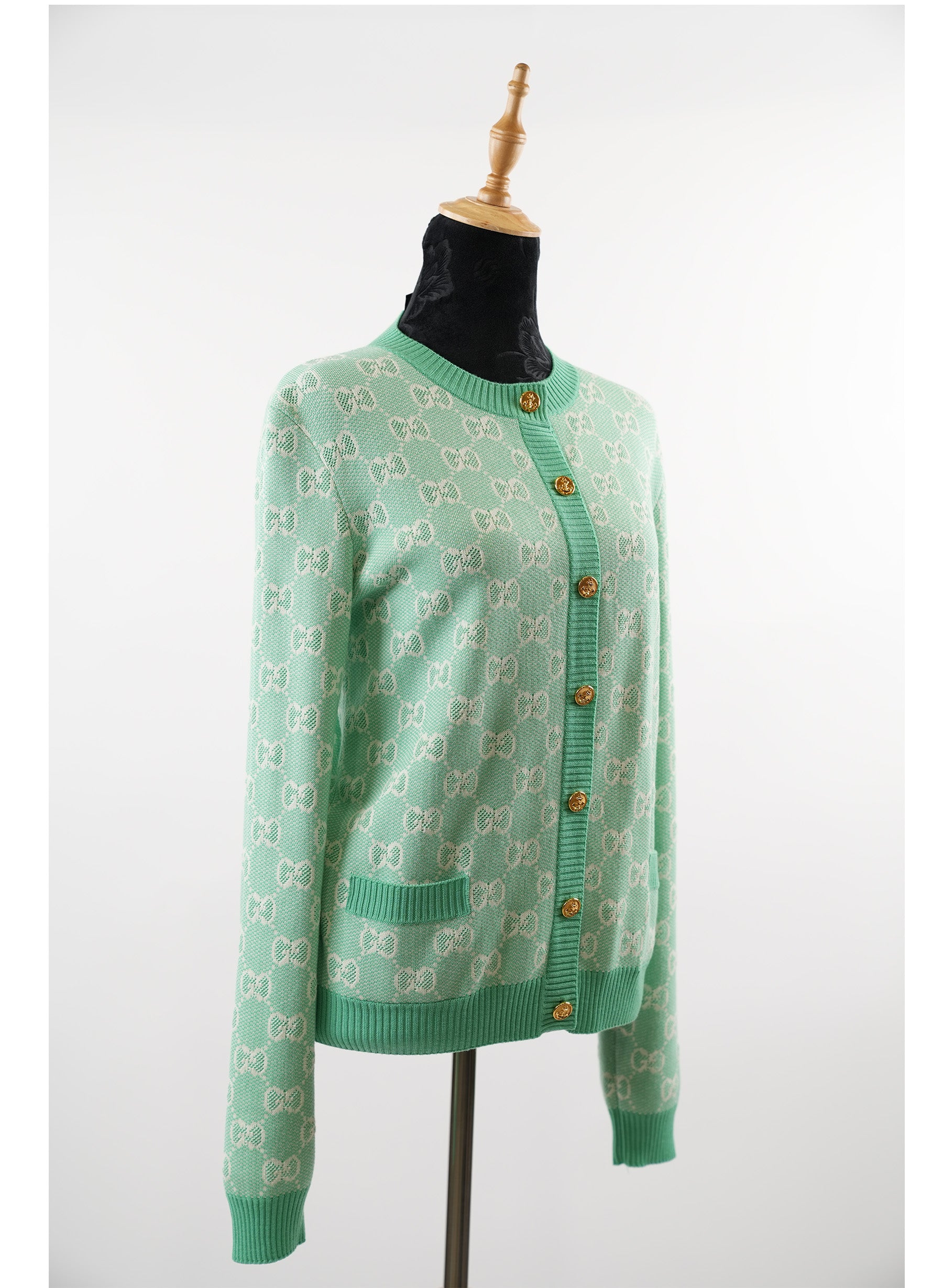 Gucci GG Jacquard Wool Blend Cardigan