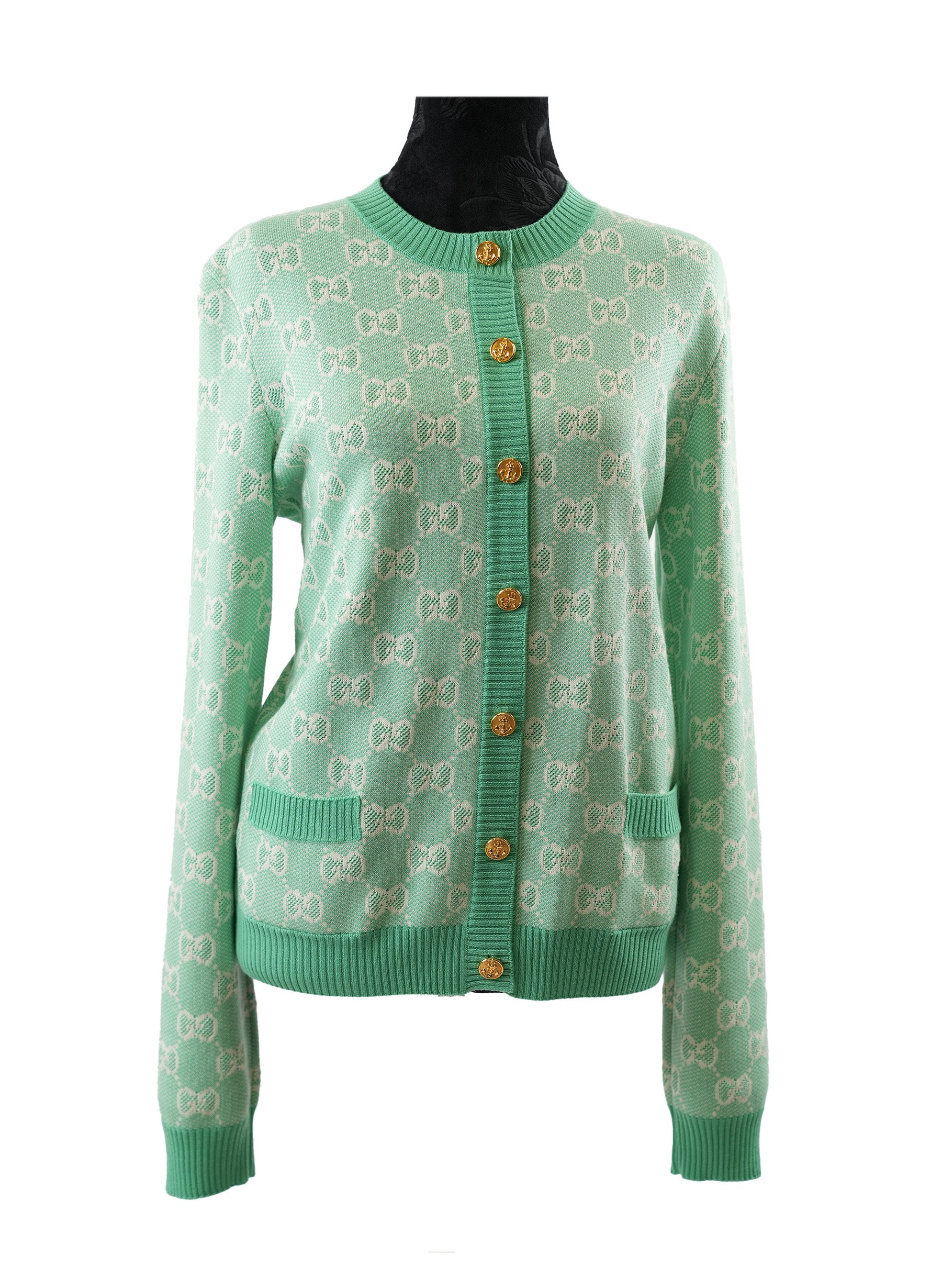 Gucci GG Jacquard Wool Blend Cardigan