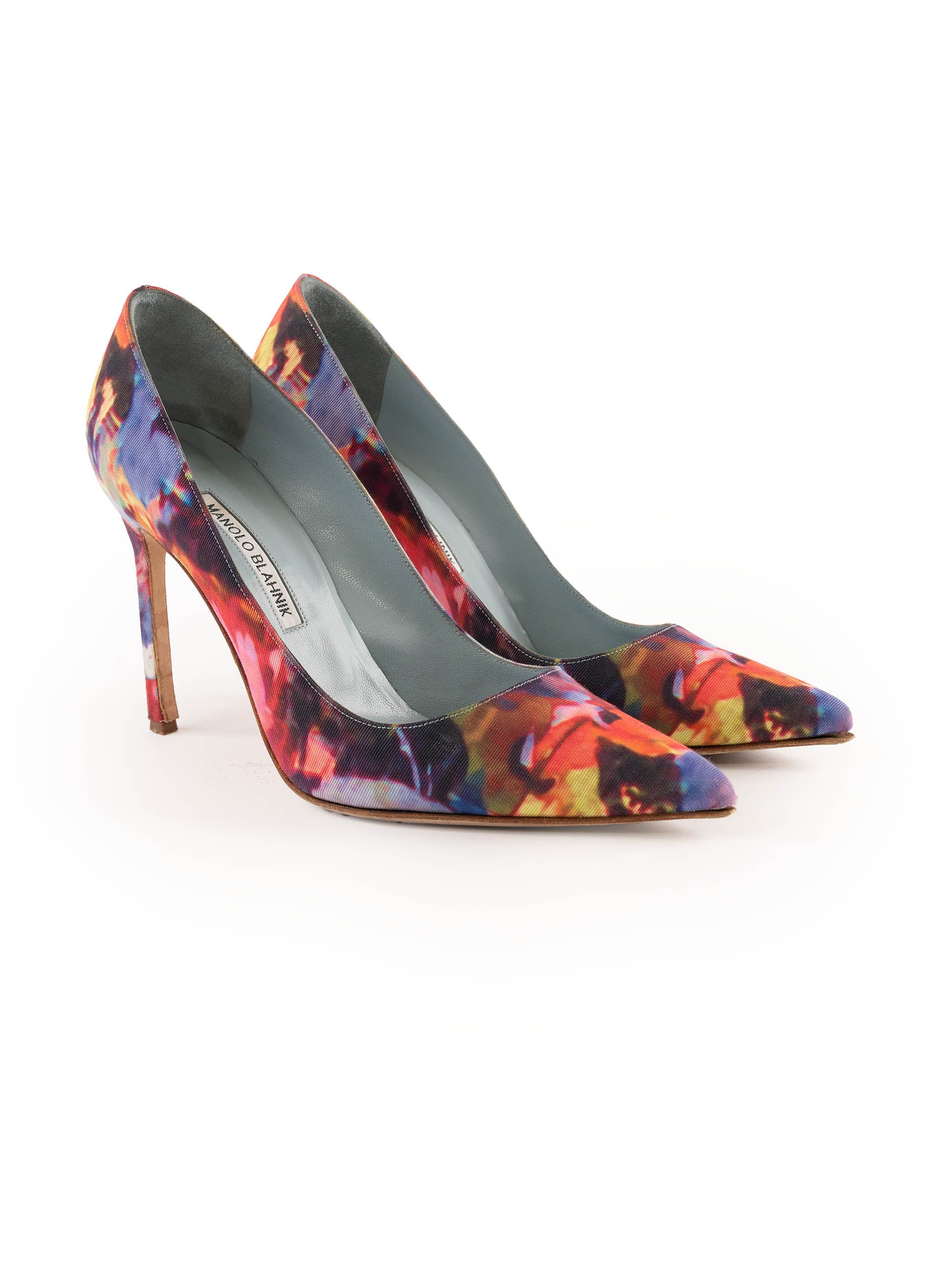 Manolo Blahnik Floral Print Satin BB Pumps