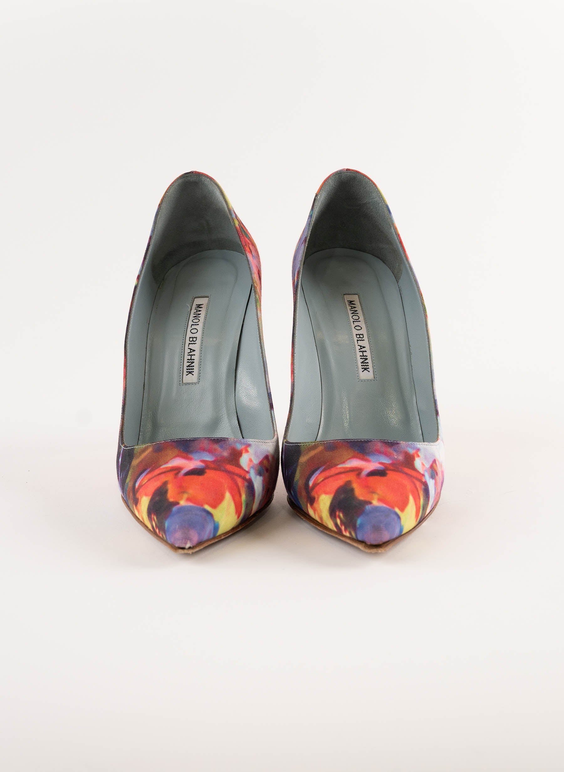 Manolo Blahnik Floral Print Satin BB Pumps