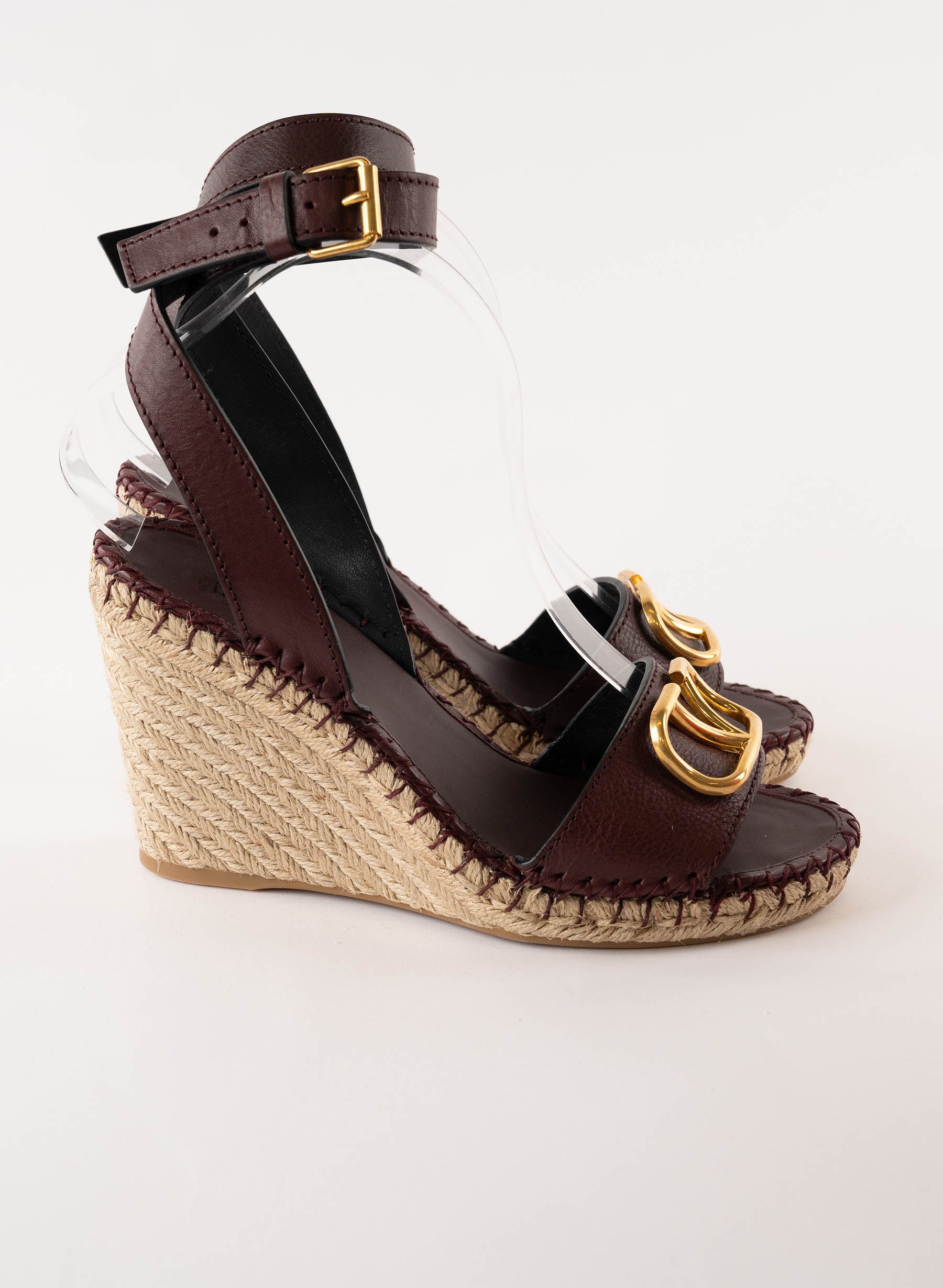 Valentino VLogo Ankle Wrap Espadrille Wedge Sandal