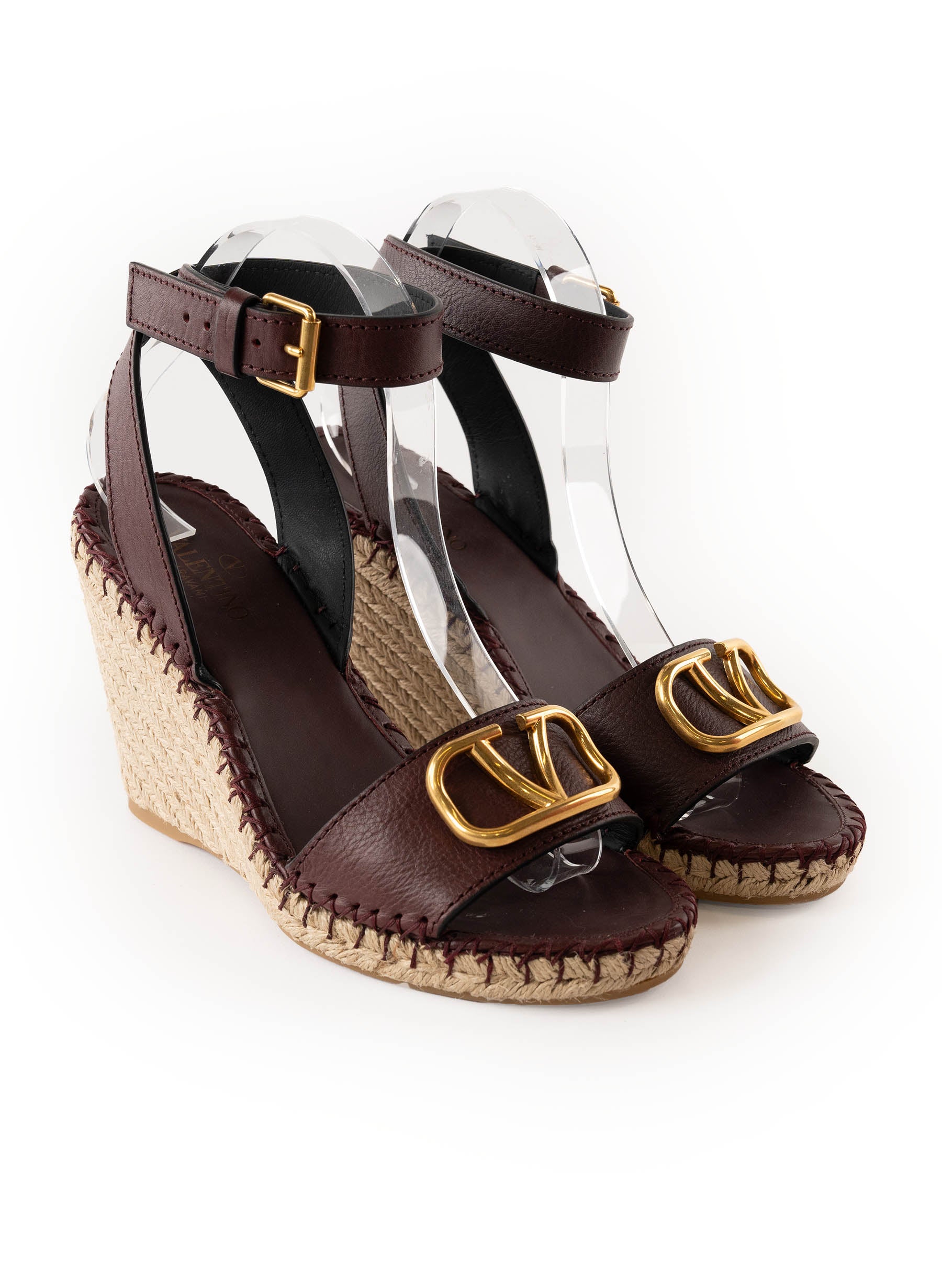 Valentino VLogo Ankle Wrap Espadrille Wedge Sandal