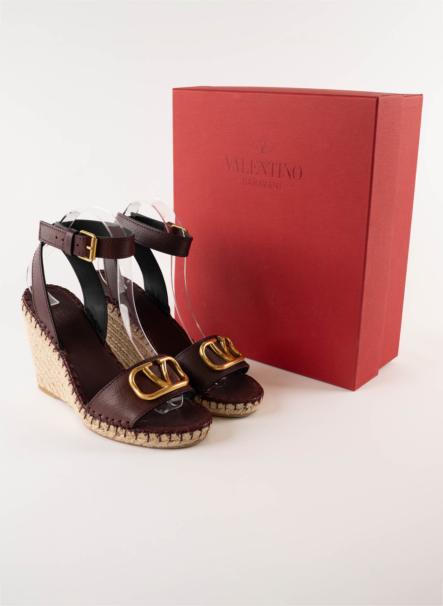 Valentino VLogo Ankle Wrap Espadrille Wedge Sandal