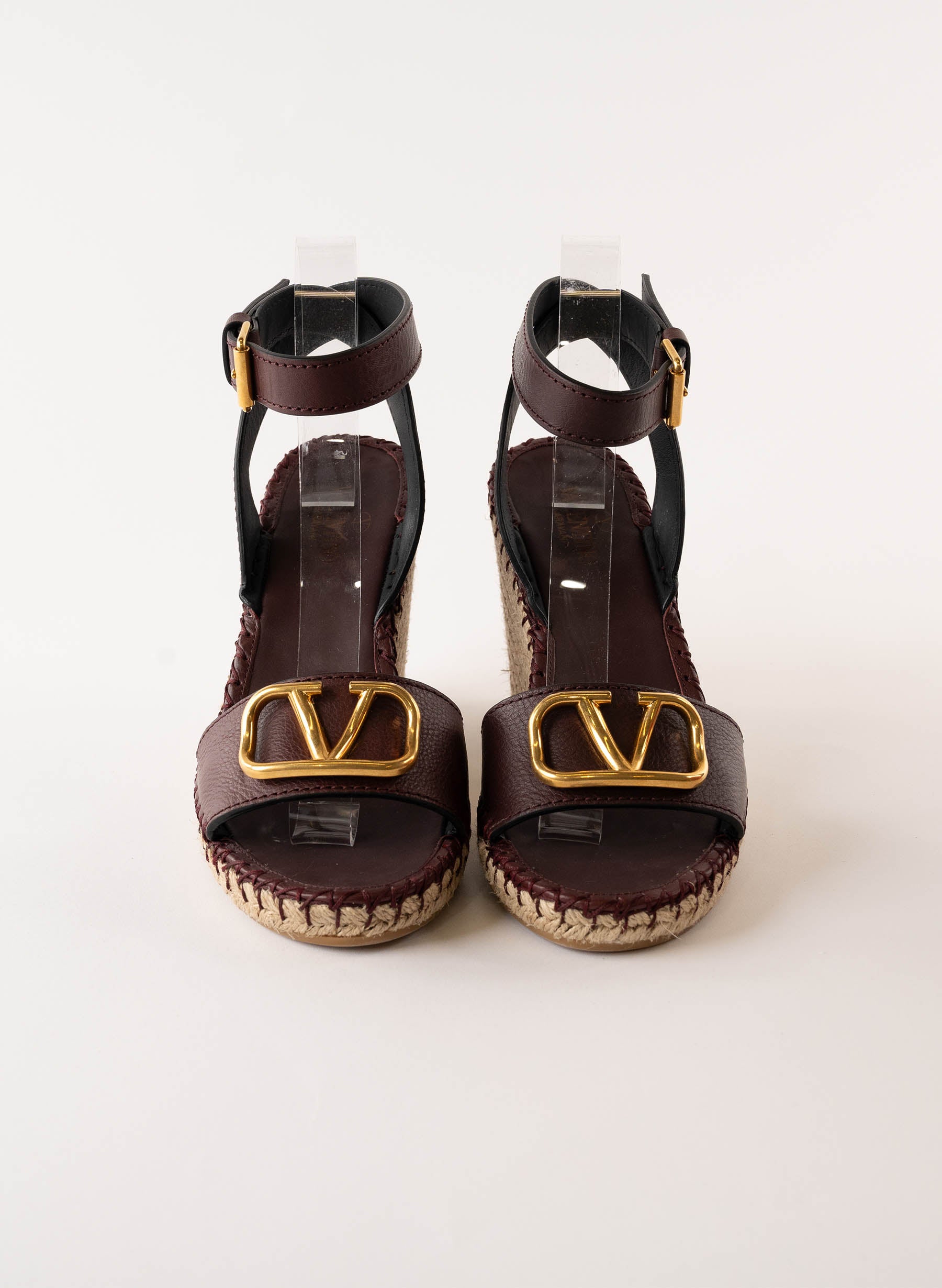 Valentino VLogo Ankle Wrap Espadrille Wedge Sandal