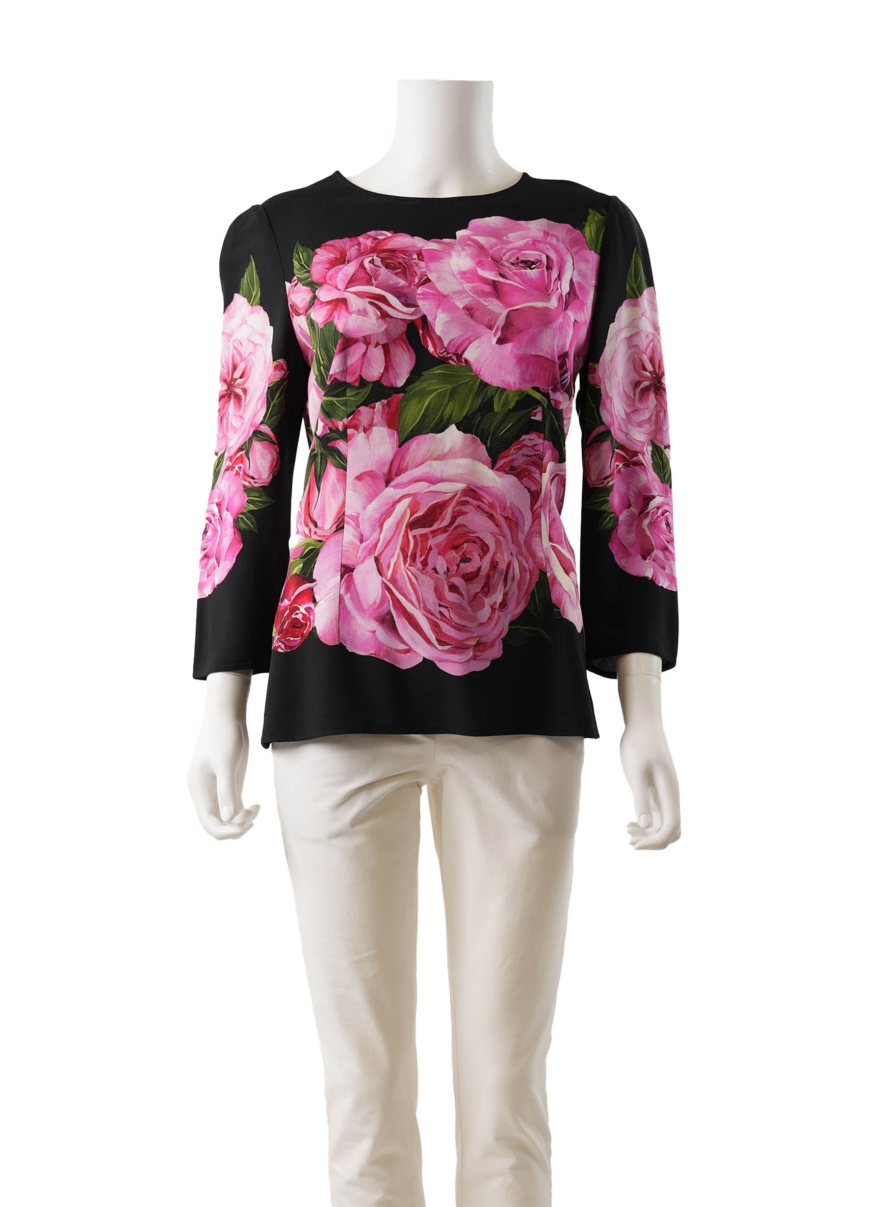 Dolce & Gabbana Rose Print Silk Blouse