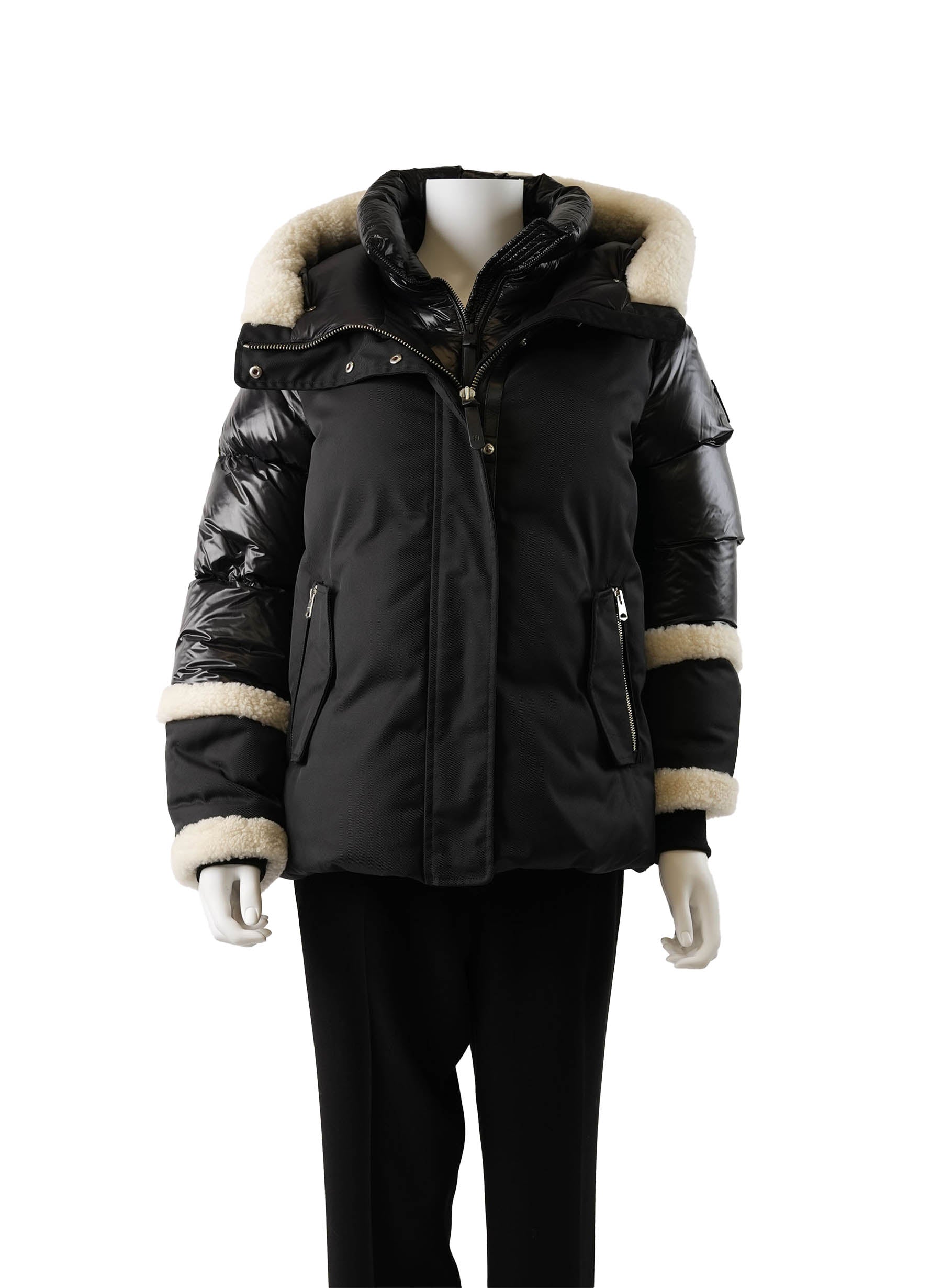 Mackage CYRAH Arctic Twill Down Jacket with Shearling Trim