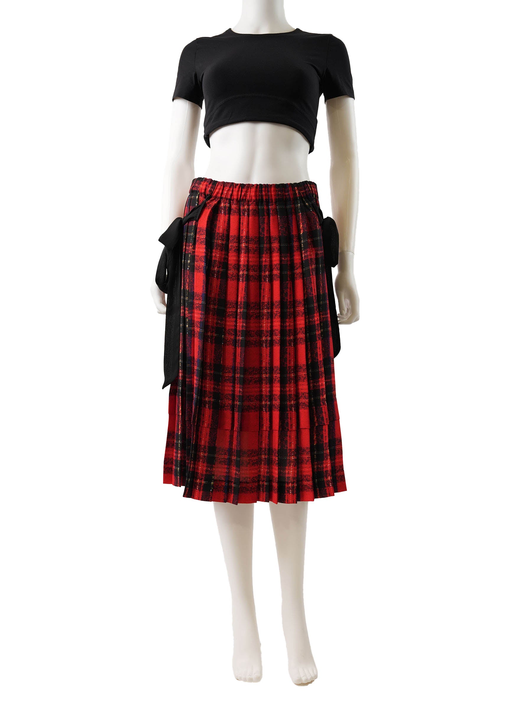 Simone Rocha Pleated Plaid Knee-Length Skirt