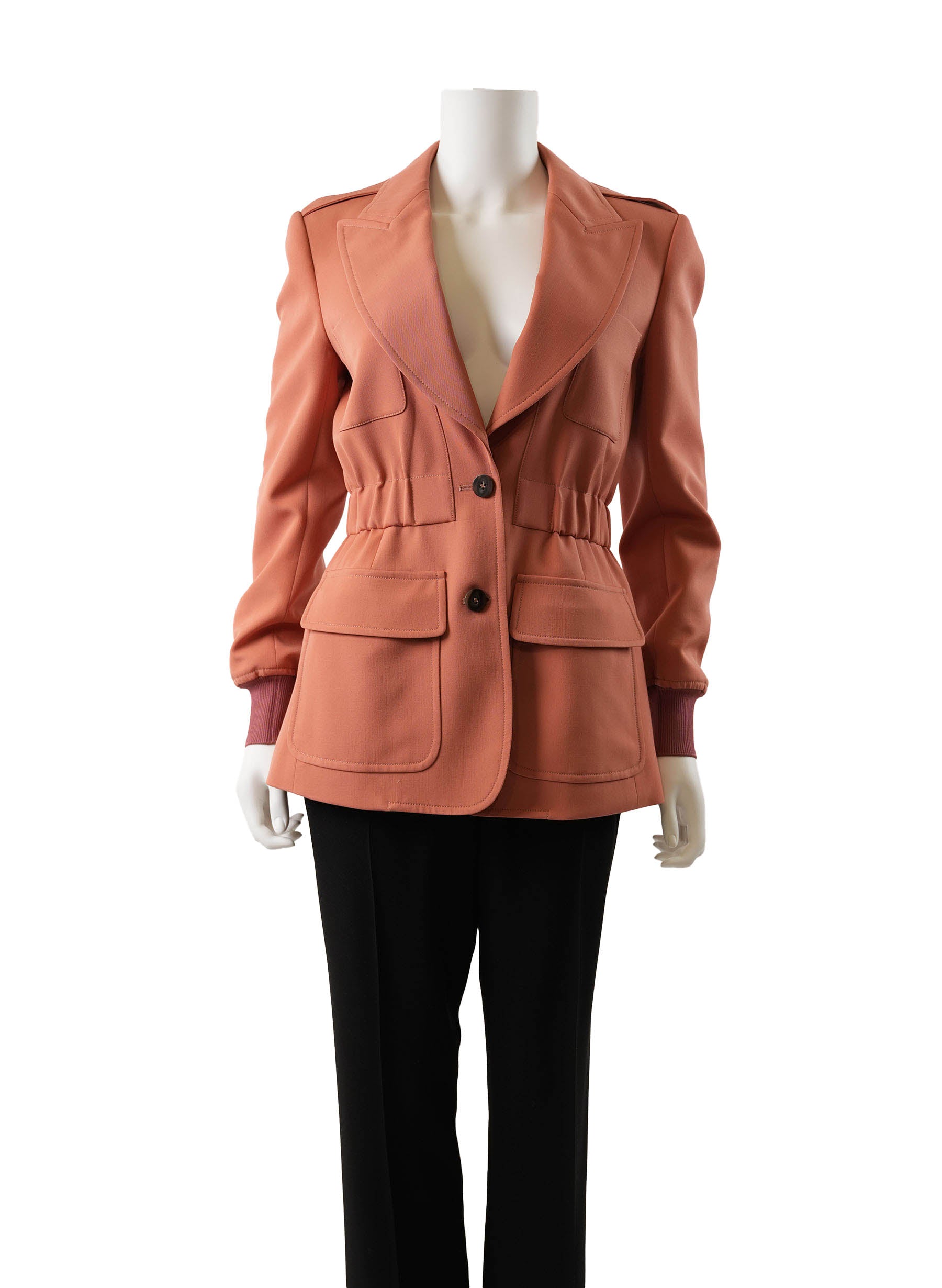 Chloe Virgin Wool Single-Breasted Blazer in Amber Brown