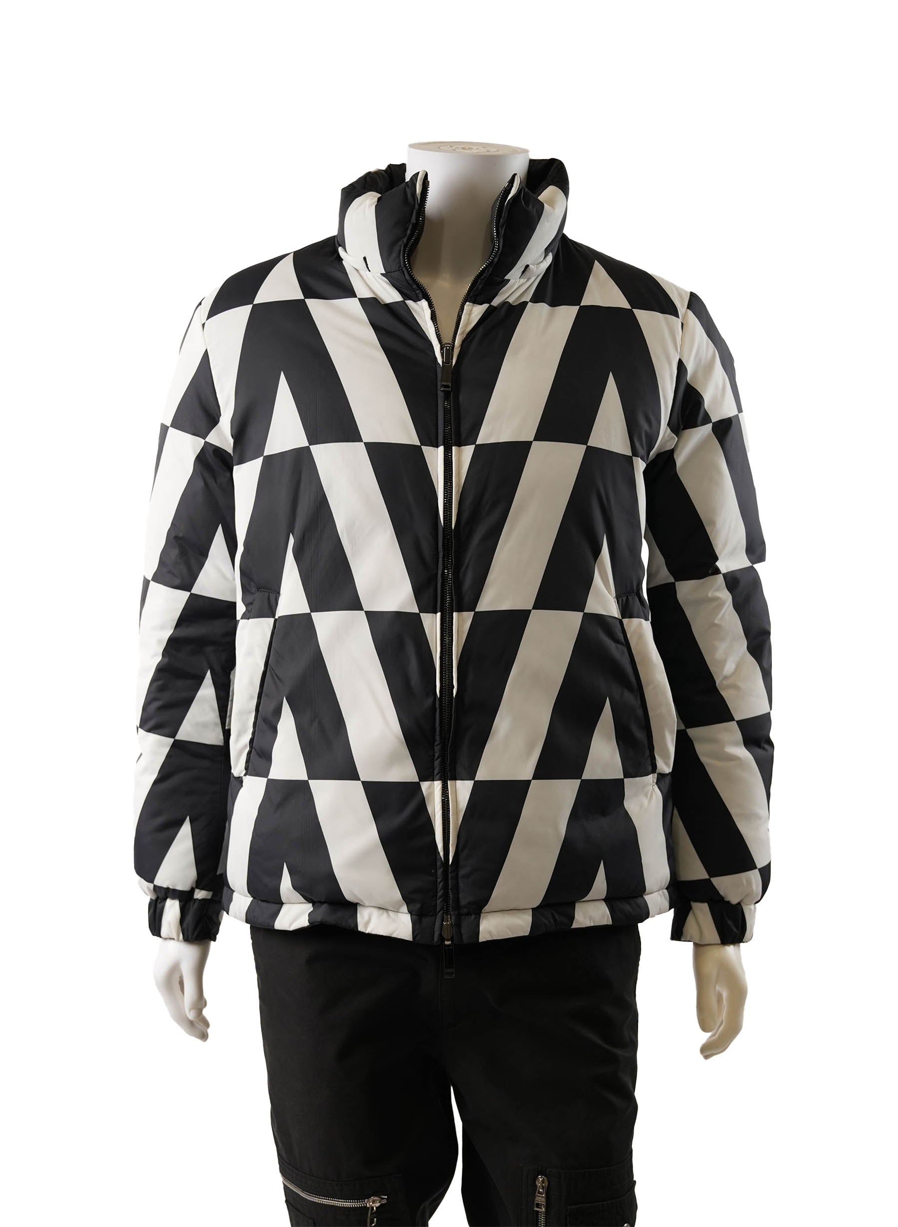 Valentino Reversible Optical Print Hooded Down Jacket