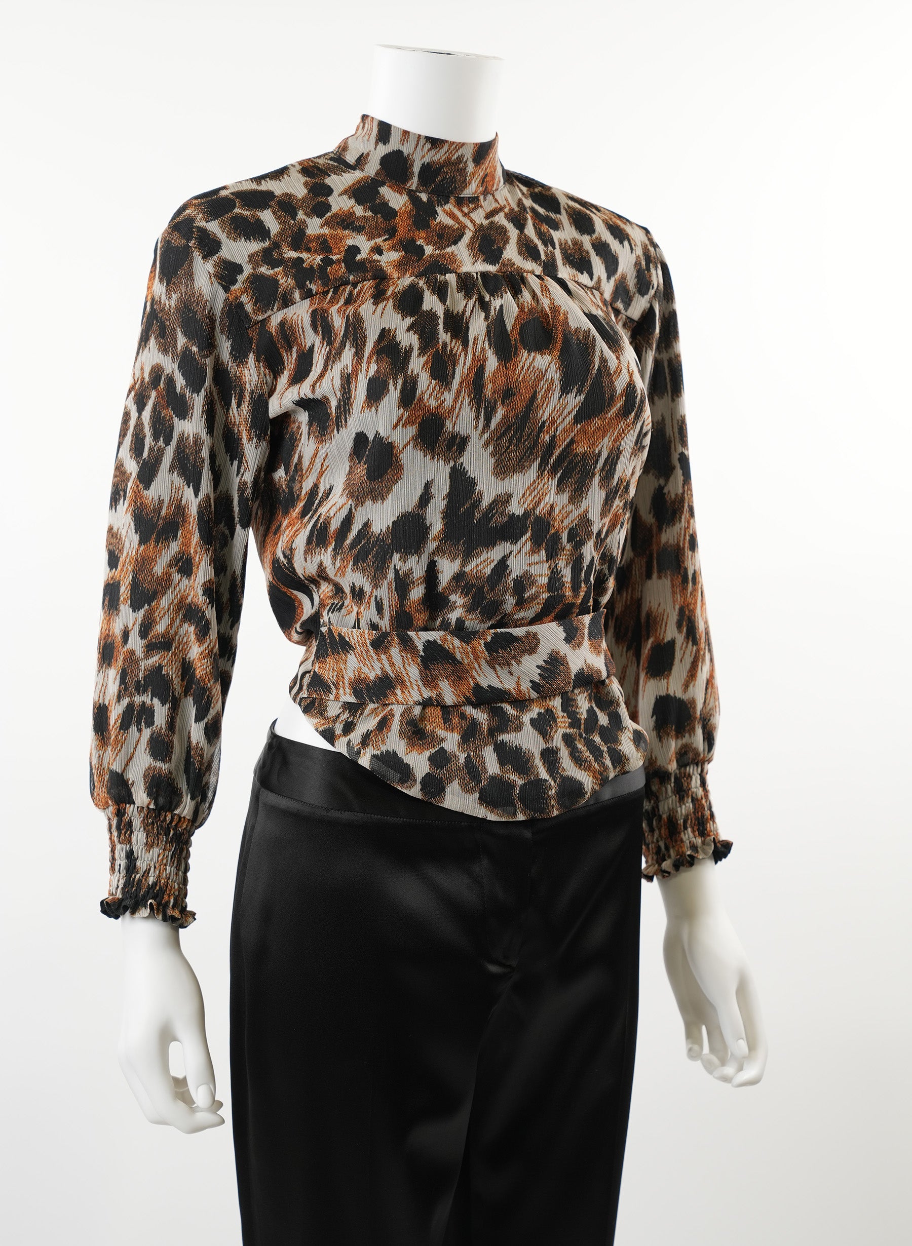 Nanushka Marjan Ocelot-Print Chiffon Blouse