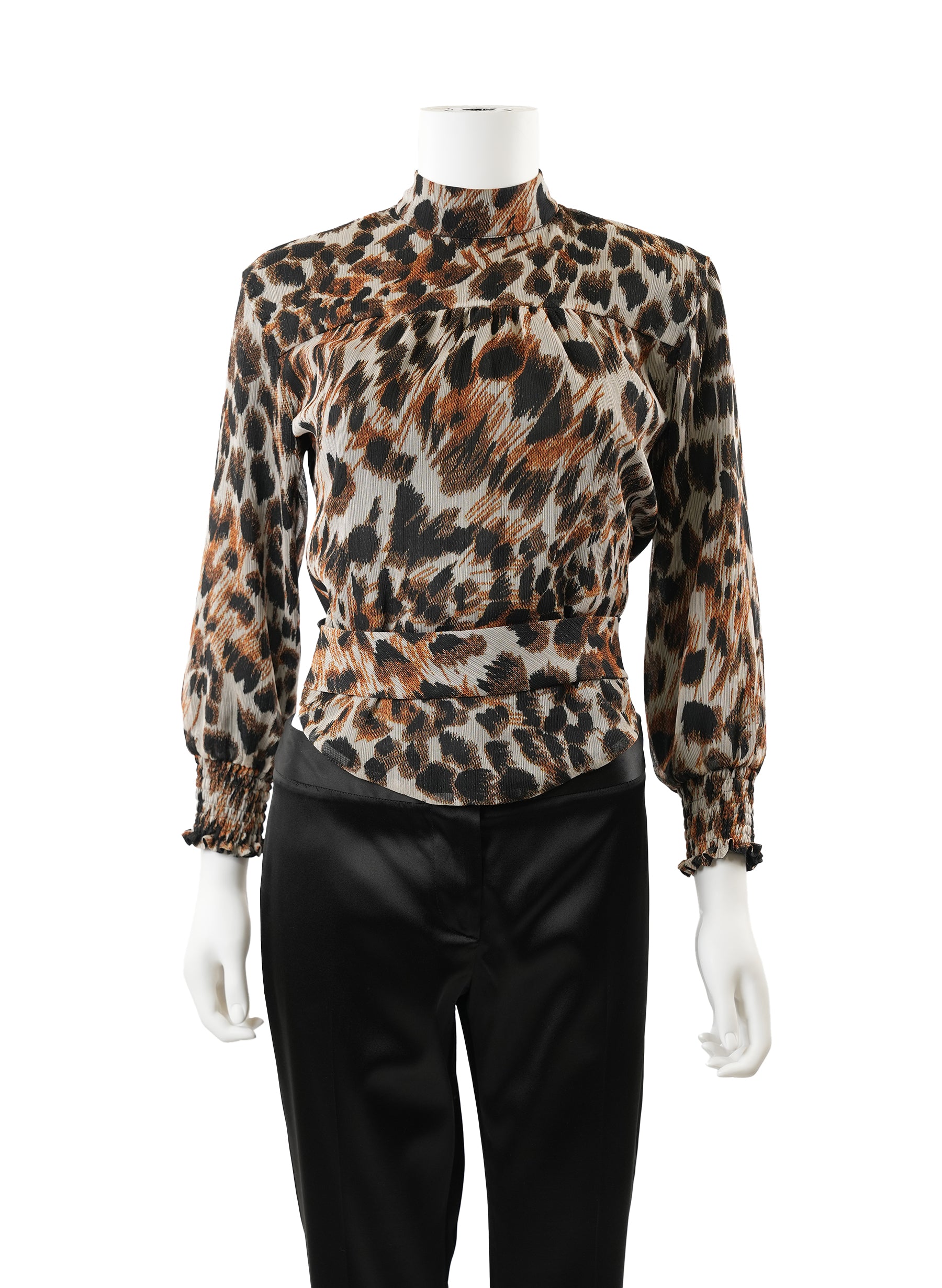 Nanushka Marjan Ocelot-Print Chiffon Blouse