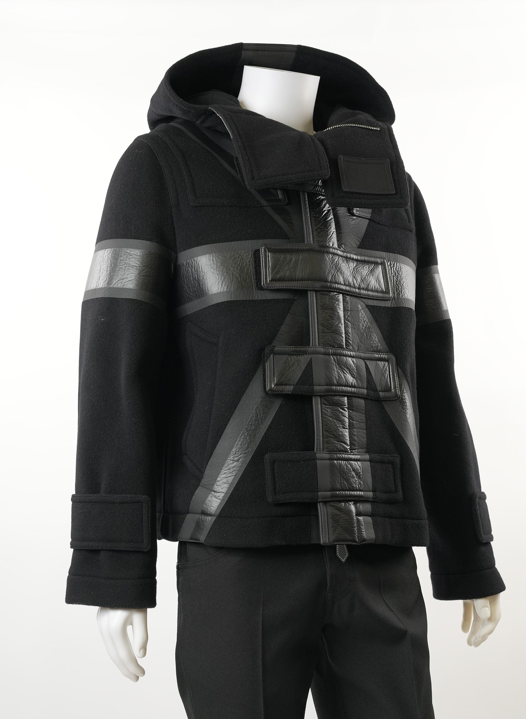 Burberry Flag Print Technical Cropped Duffle Coat