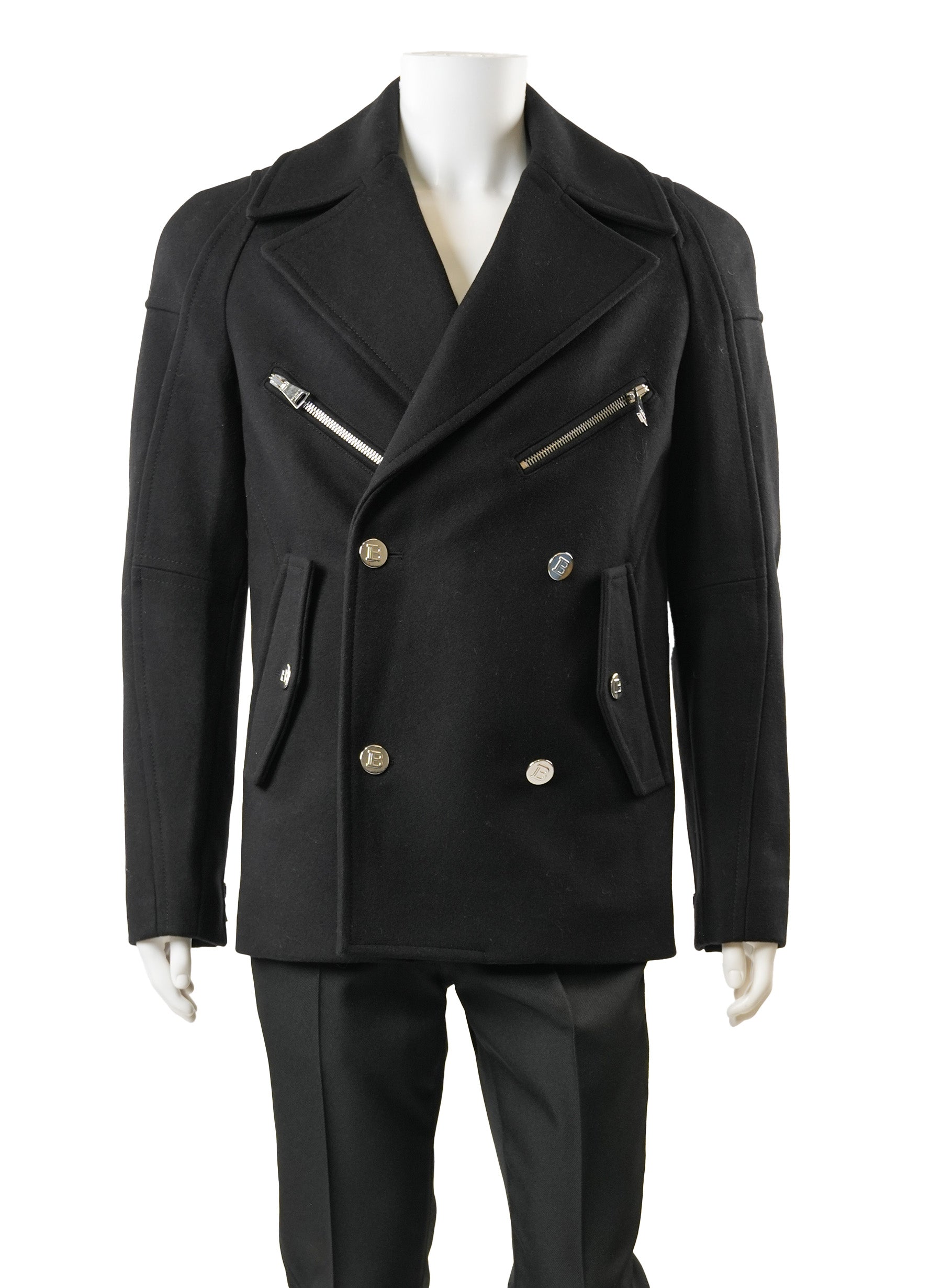 Balmain Wool Double-Breasted Peacoat