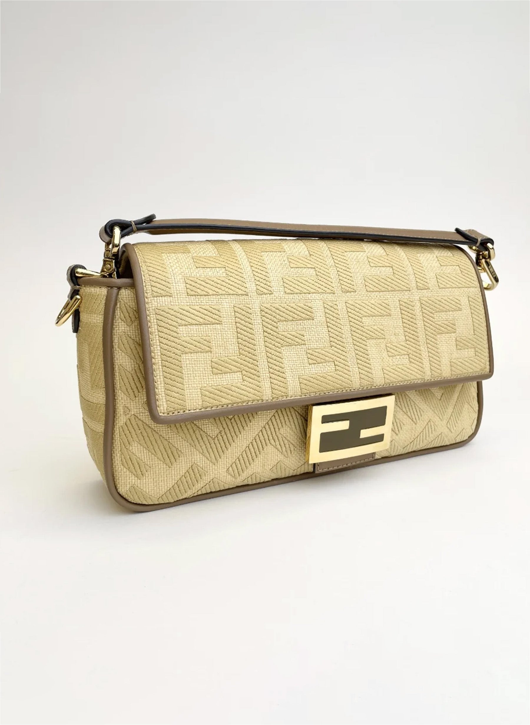 Fendi Raffia Vitello Baguette