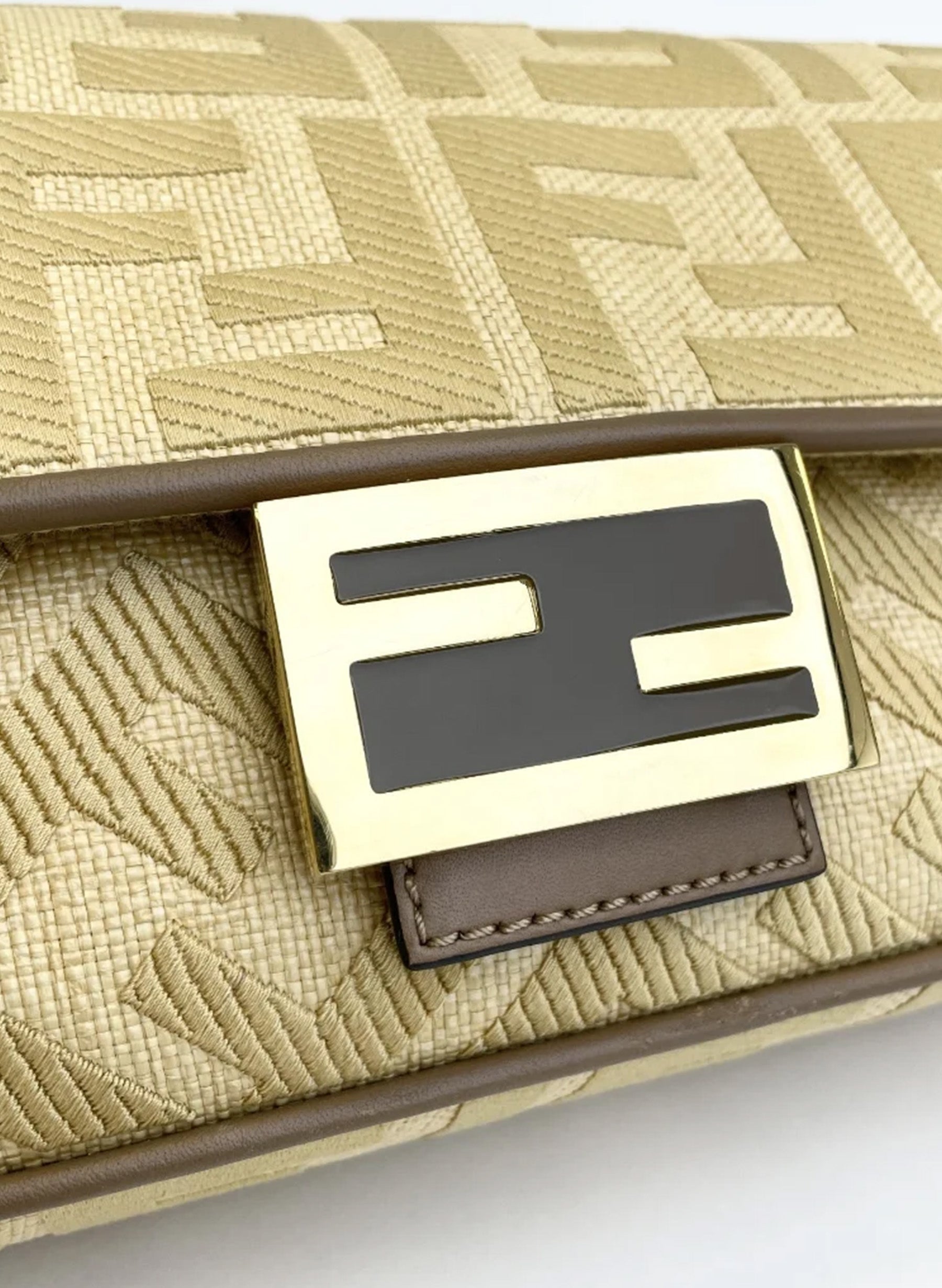 Fendi Raffia Vitello Baguette