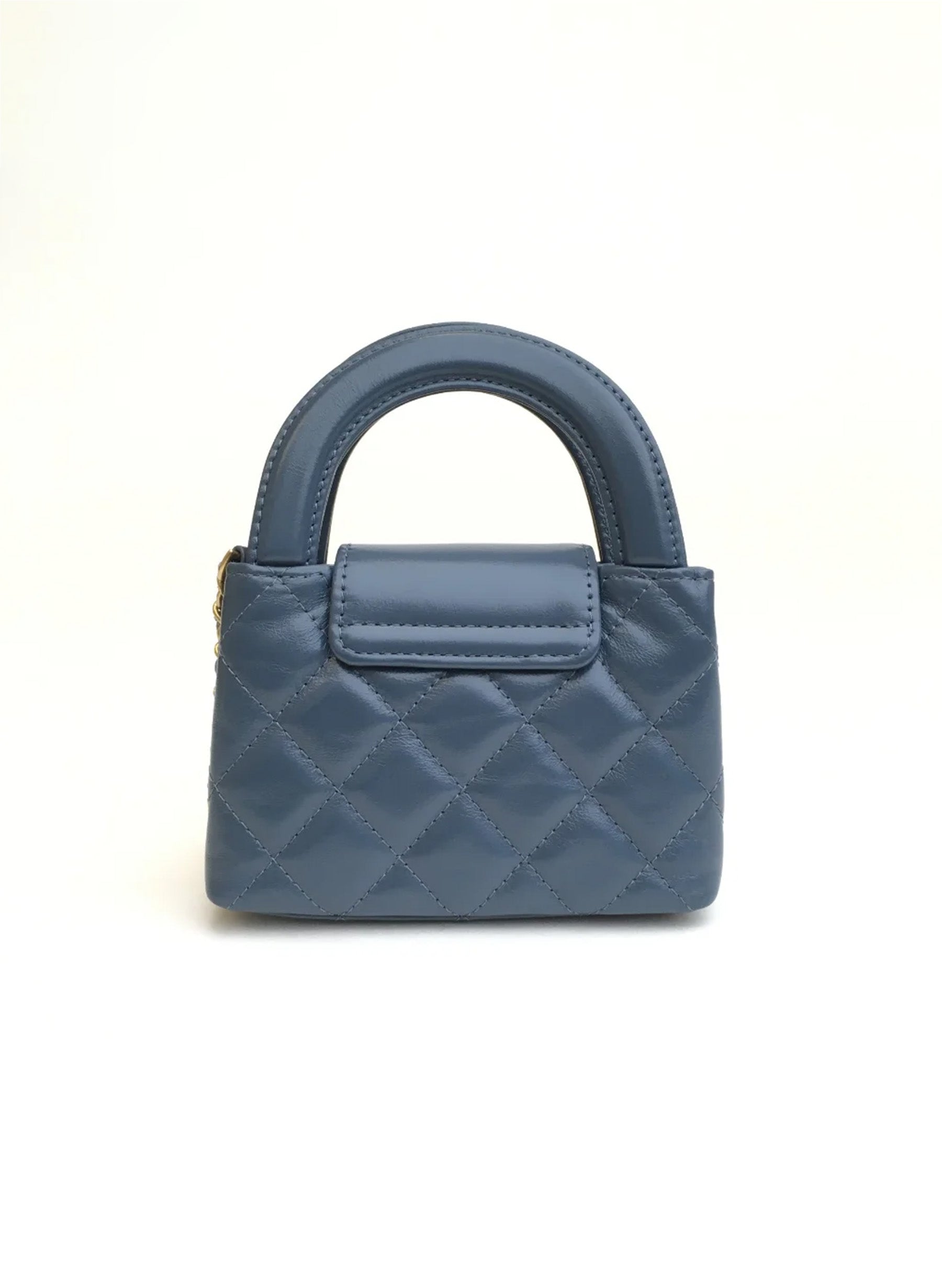 Chanel Micro Kelly Shopping Bag Blue Calfskin