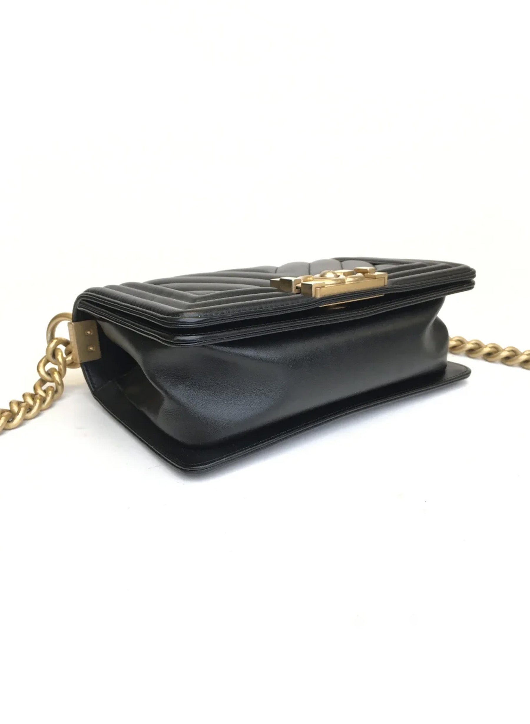 Chanel Chevron Boy Bag Small Black Calfskin