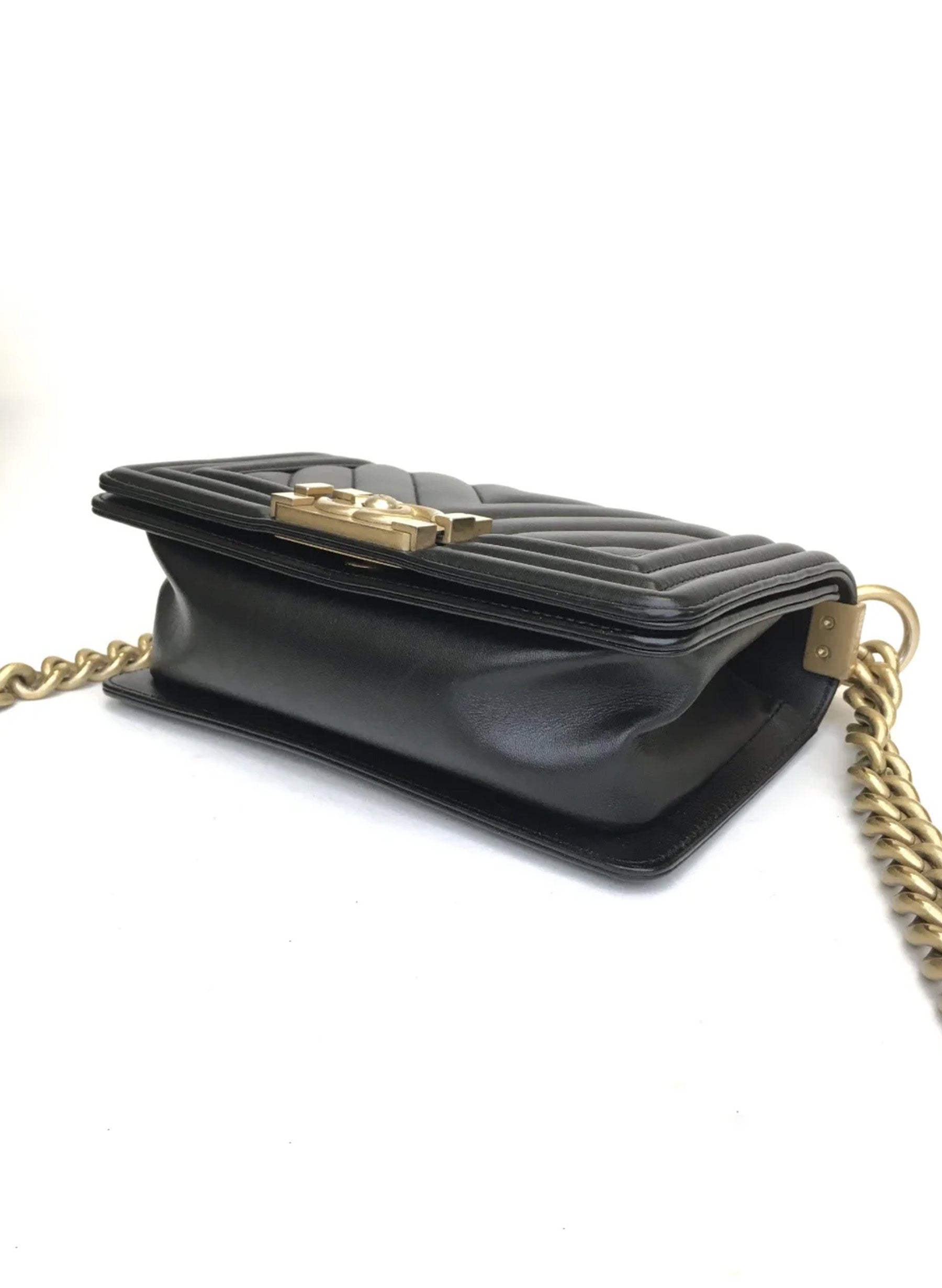 Chanel Chevron Boy Bag Small Black Calfskin